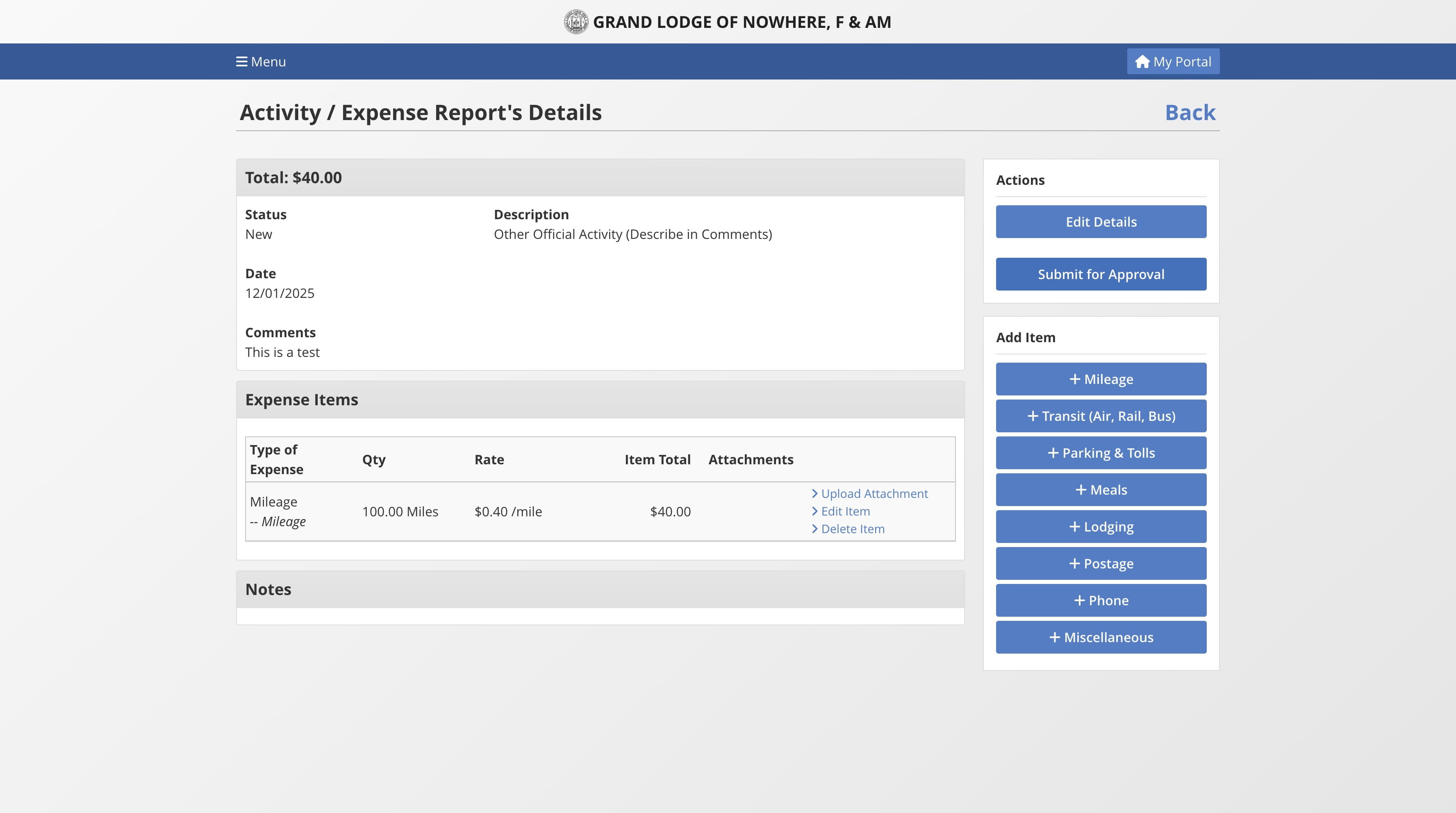 Upload documents to the items if required. Then click on "Submit for Approval" to submit.