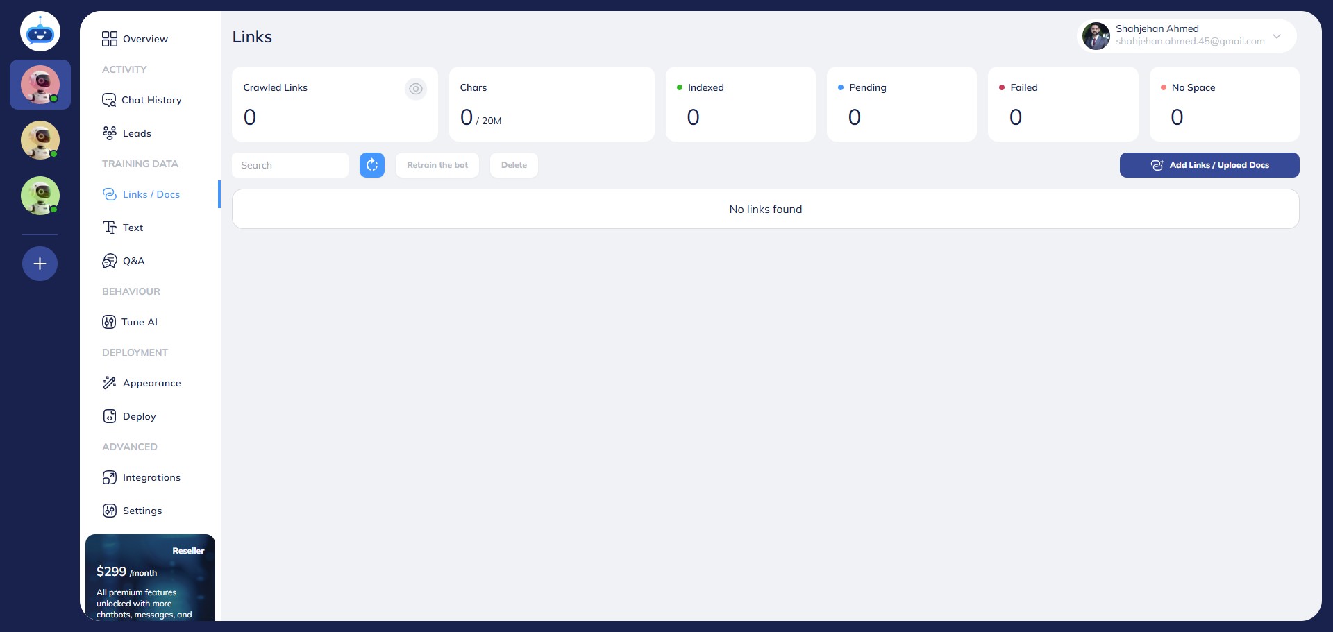 Click on "Add Links / Upload Docs" button.