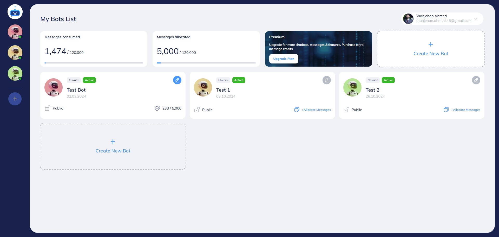 Click on your Chatbot to open it.