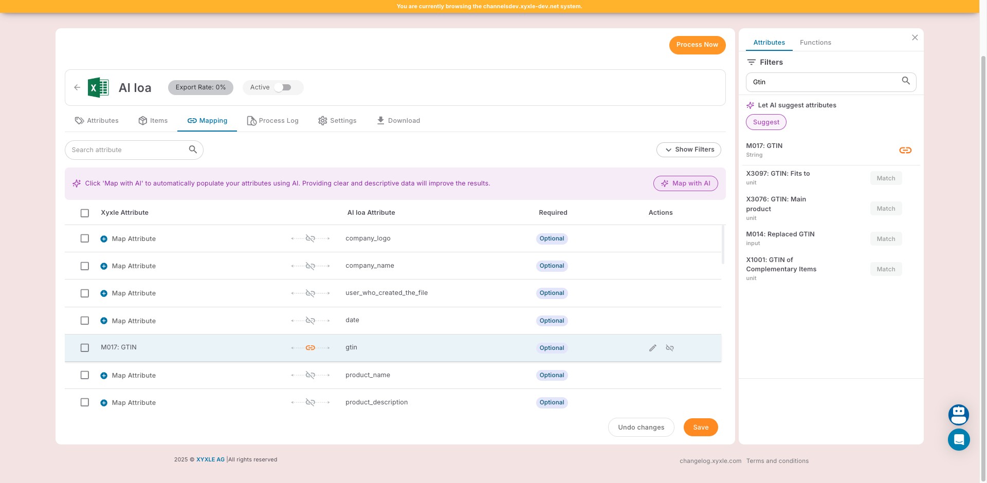 Click on "Save" and the mapping has been made.