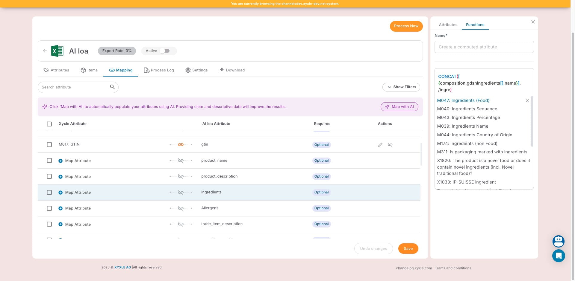 Click on "M047: Ingredients (Food)"