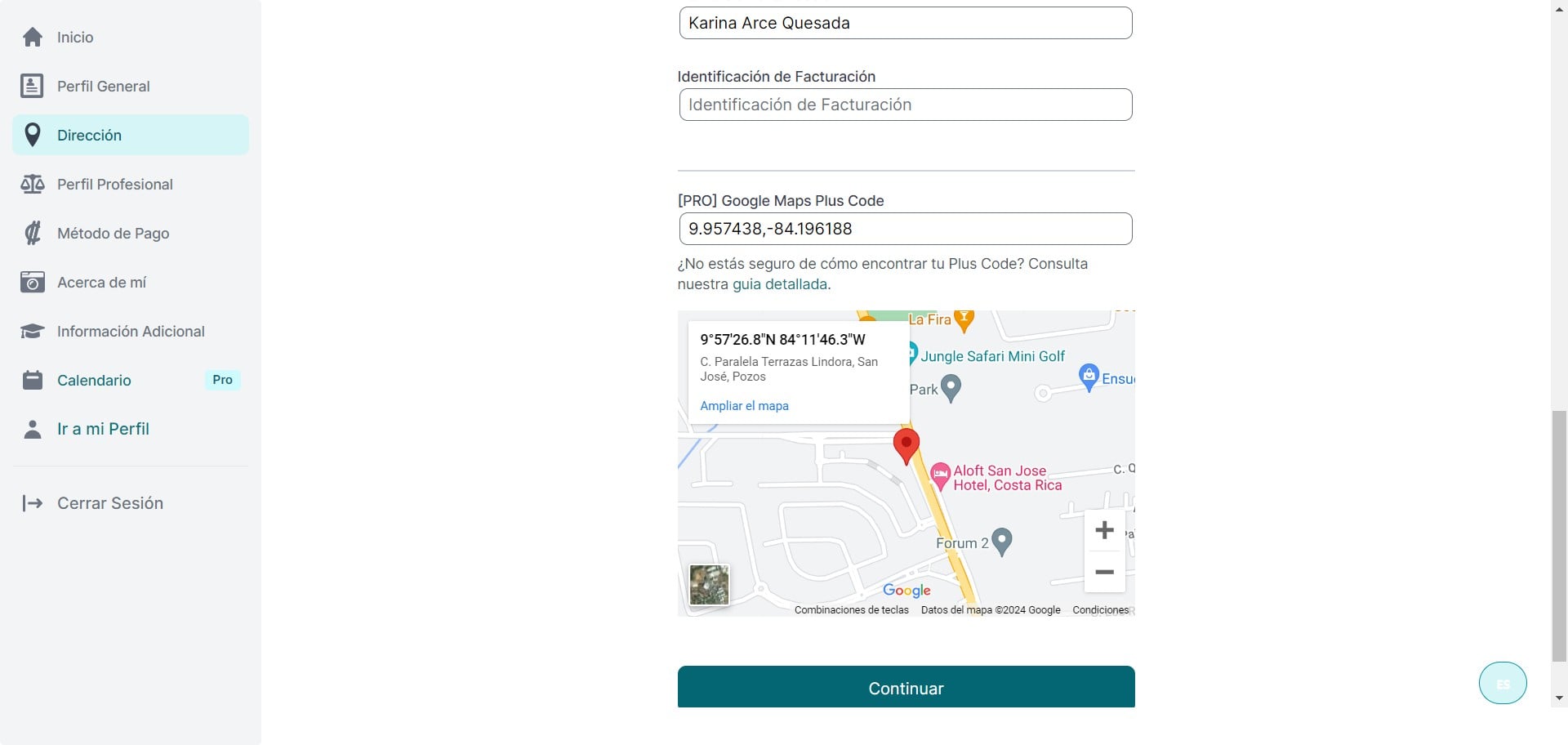 ¡Excelente! Ahora su perfil ya cuenta con la ubicación de su oficina.
