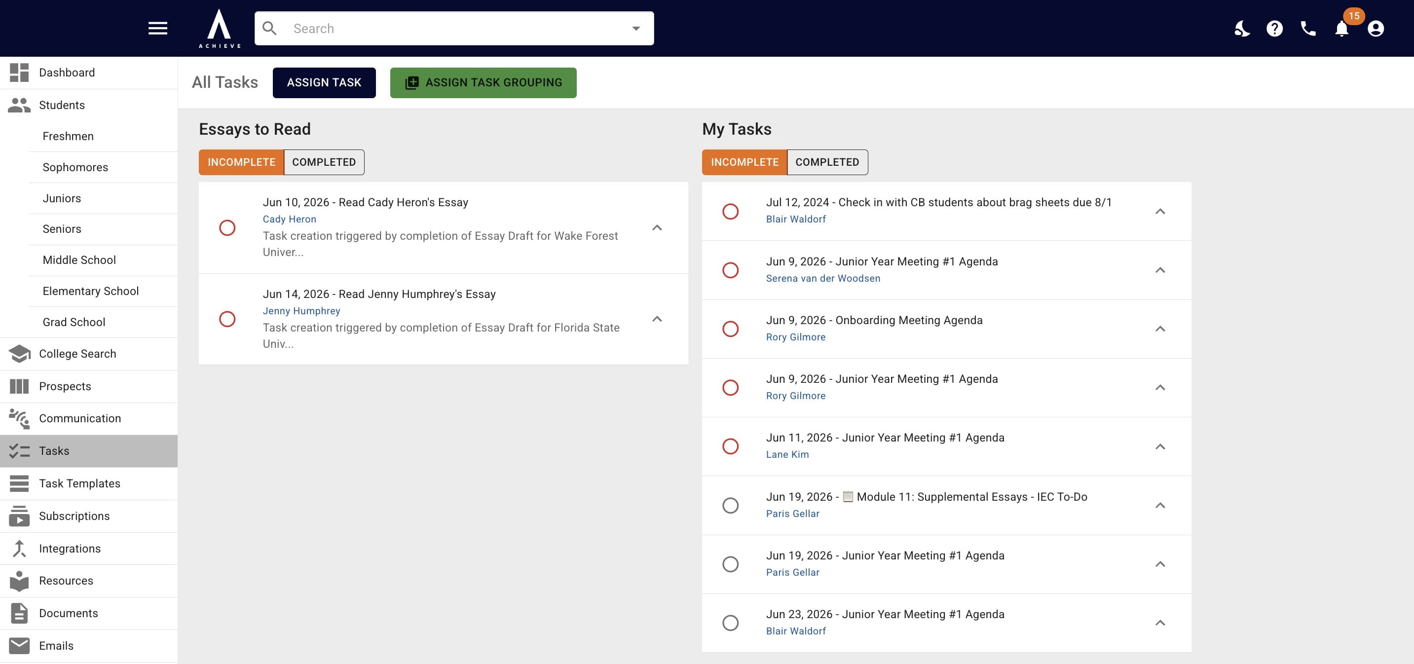 Click **Assign Task Grouping**
