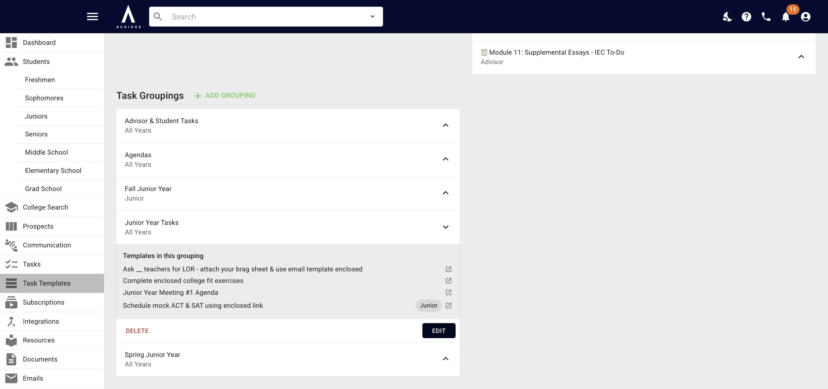 If you click on a task grouping, it will expand and show you all the included tasks. 