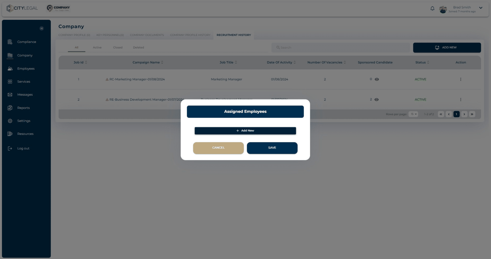 Here you can assign more employees to the recruitment campaign.