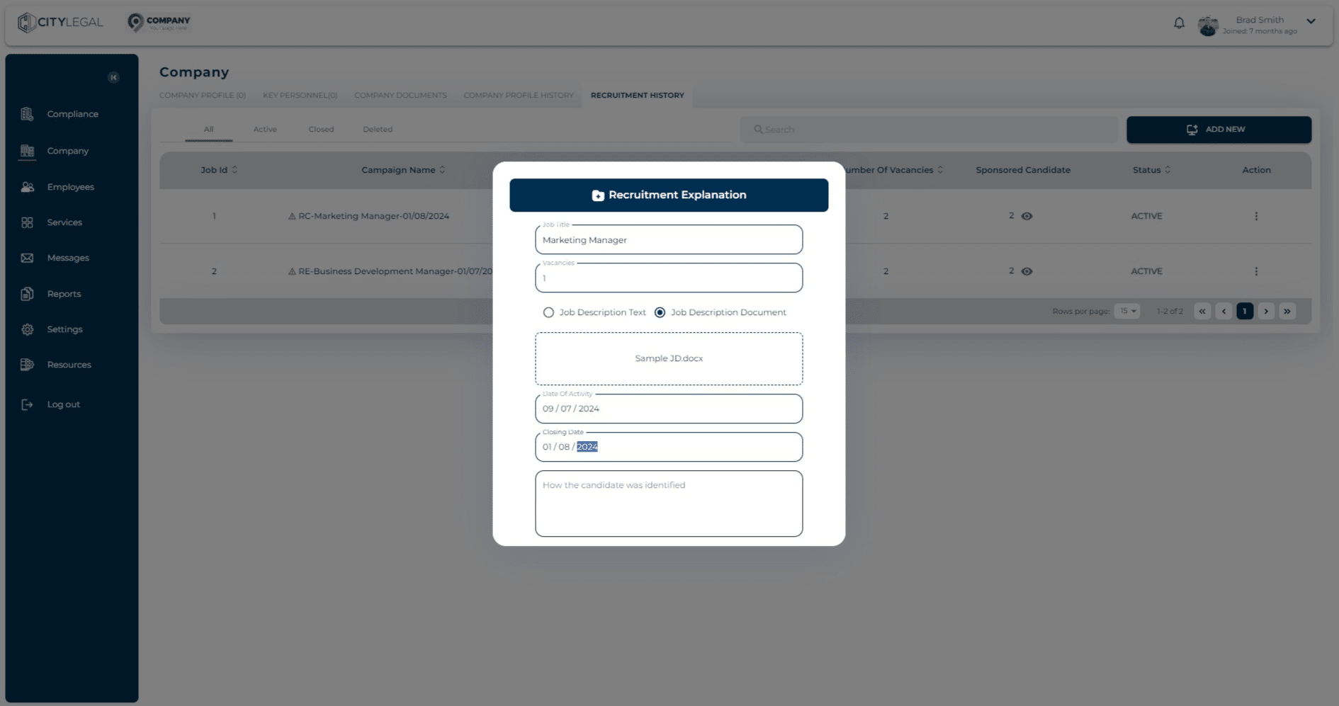 Fill in all the details for the recruitment explanation.