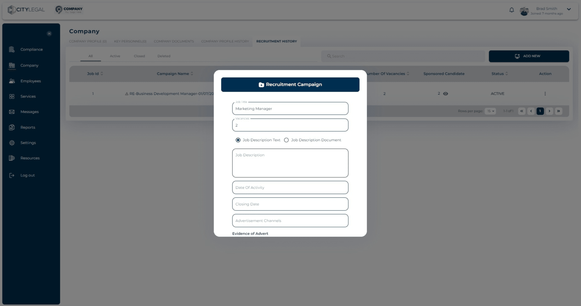 This option gives you a description field where you can put the JD in text for the job role.