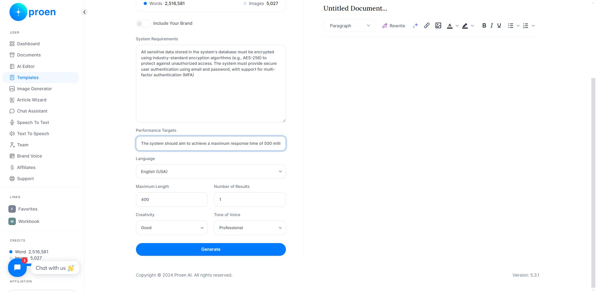 **Optional**: curate the content that will be generated