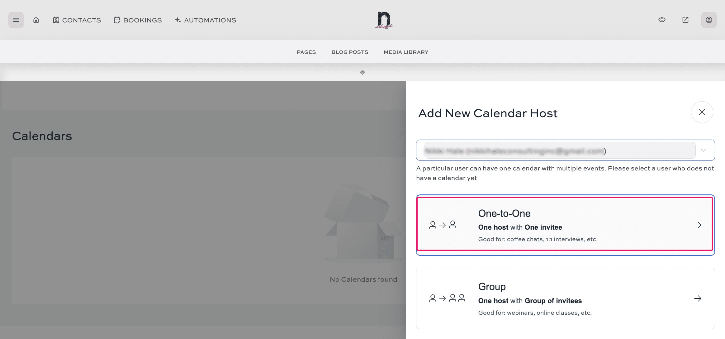 Select the meeting type you'll mostly use (this will become the defaut meeting type, but you can also add other types later)