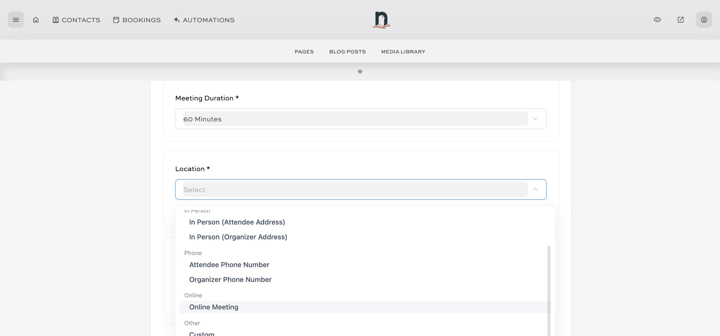 Select a 'Location'. 