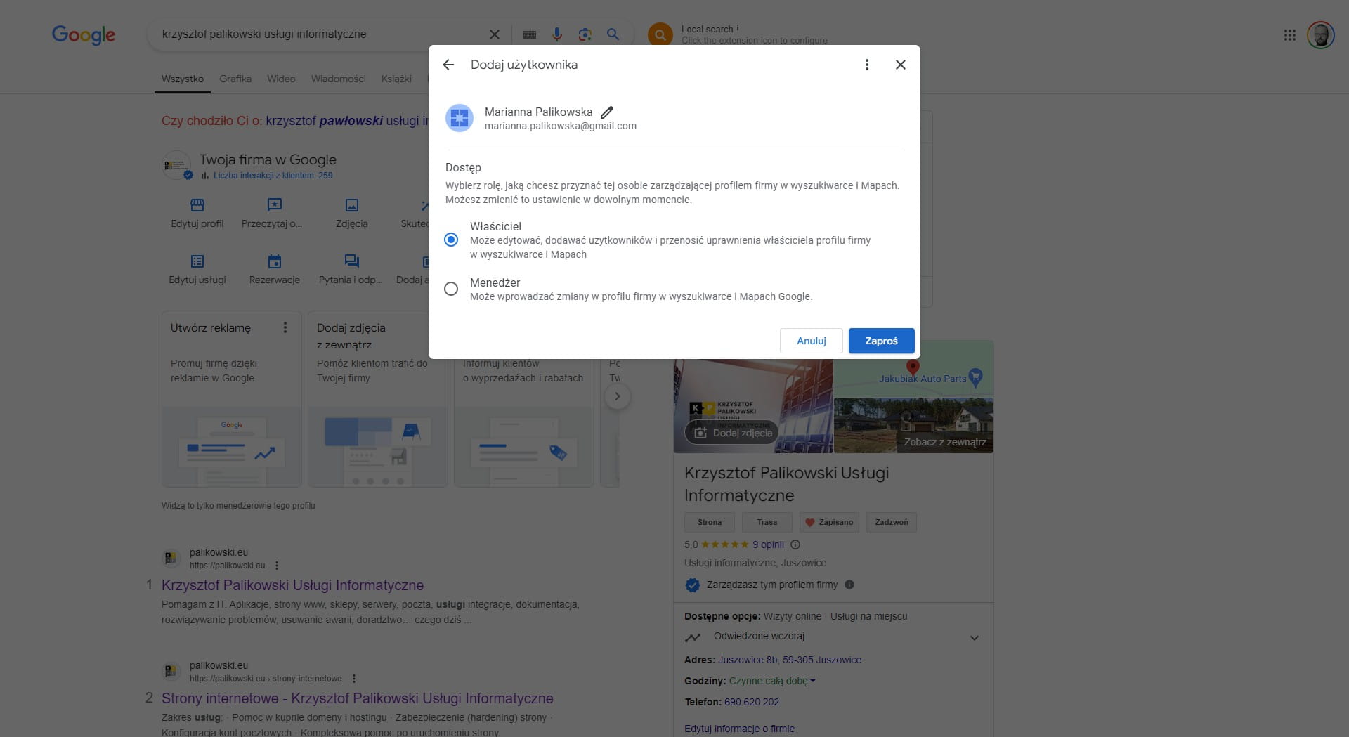 Kliknij na "Zaproś"