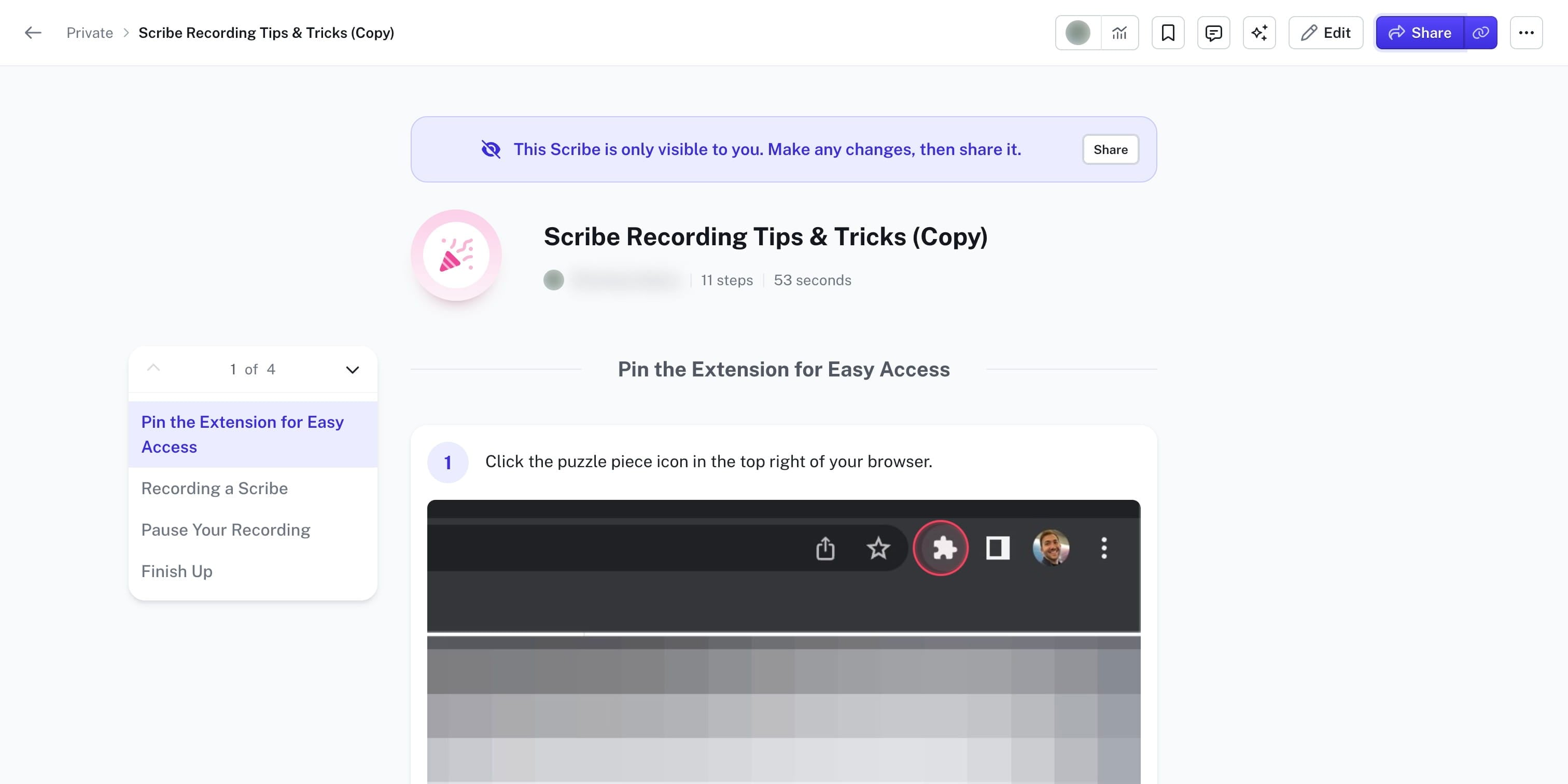 Click on "**Share**"