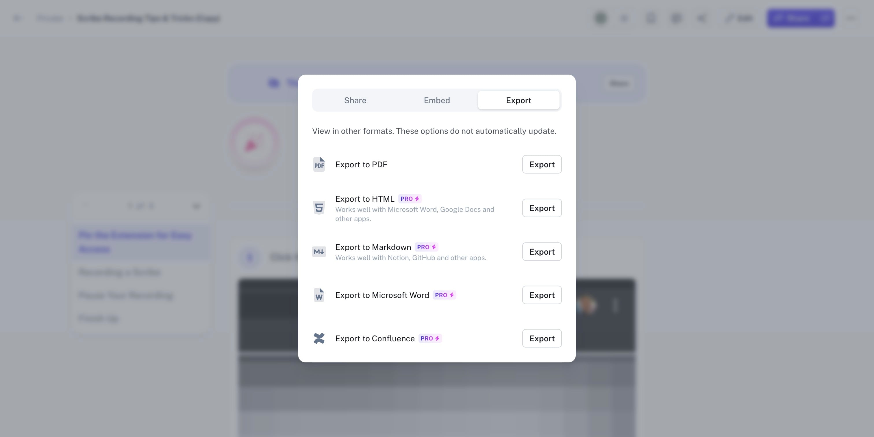Click on "**Export To HTML**" and copy the provided HTML code