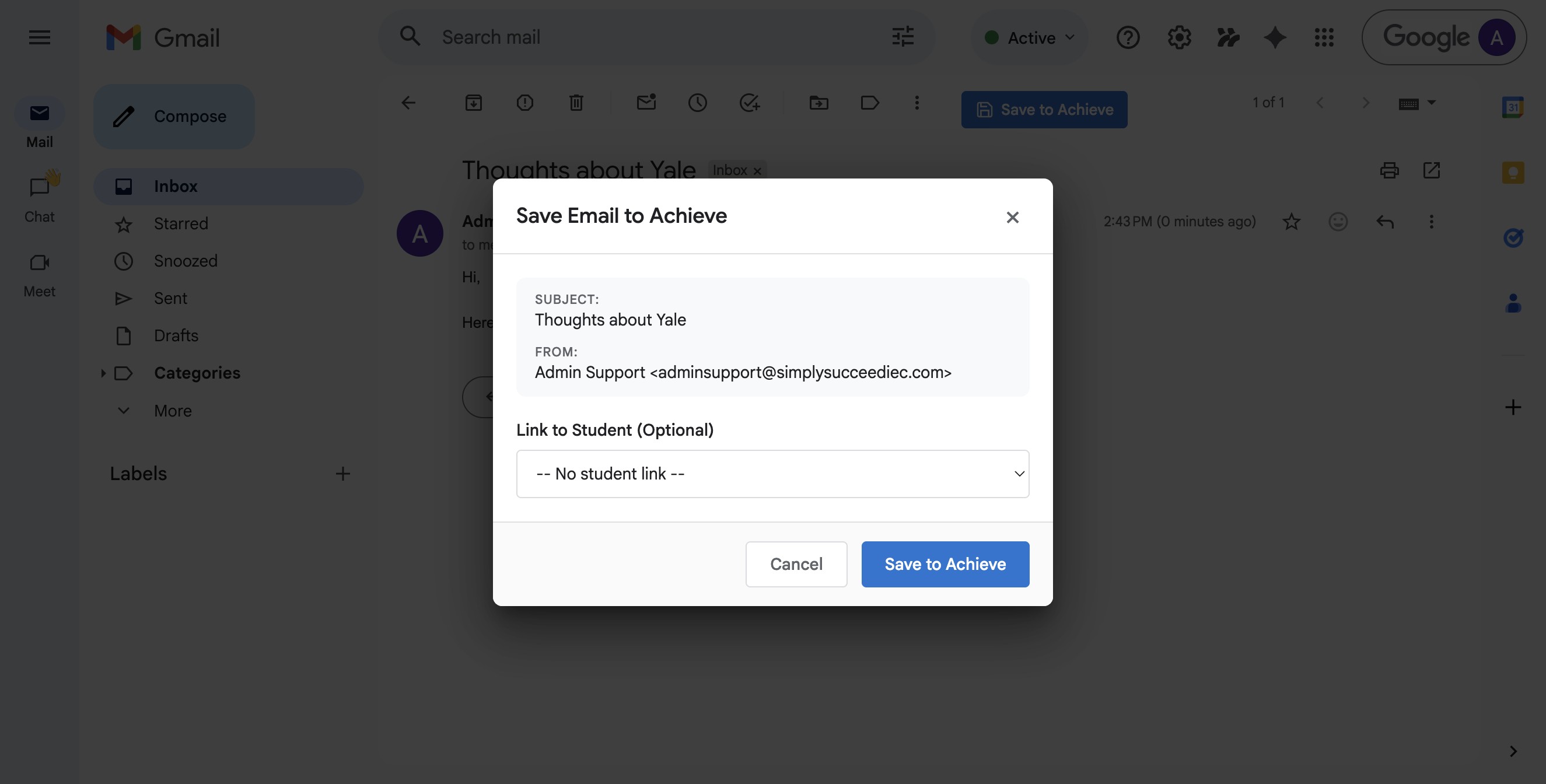 Click on **No Student Link** to open up the dropdown