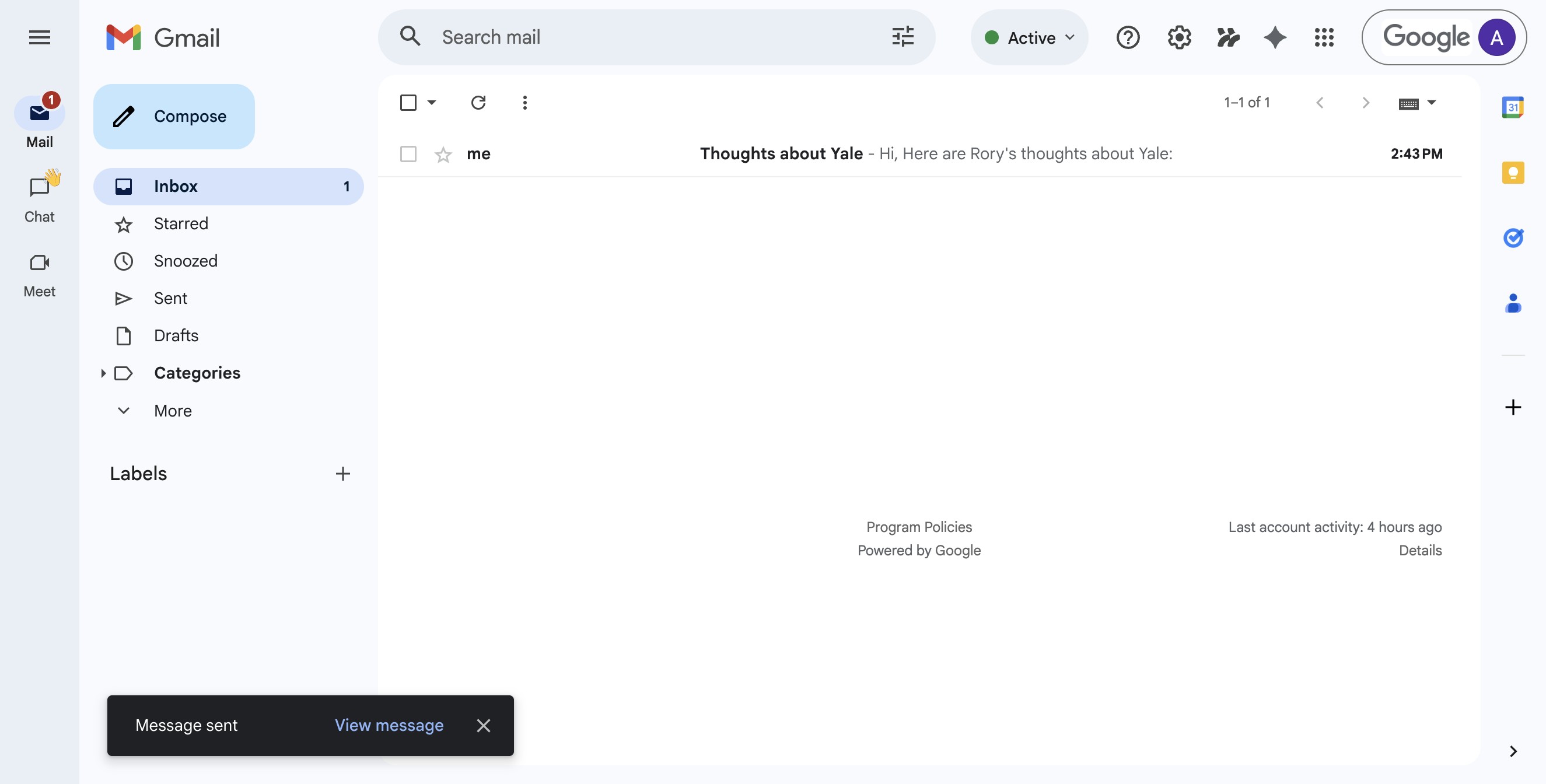 Open the email you want captured in Achieve 