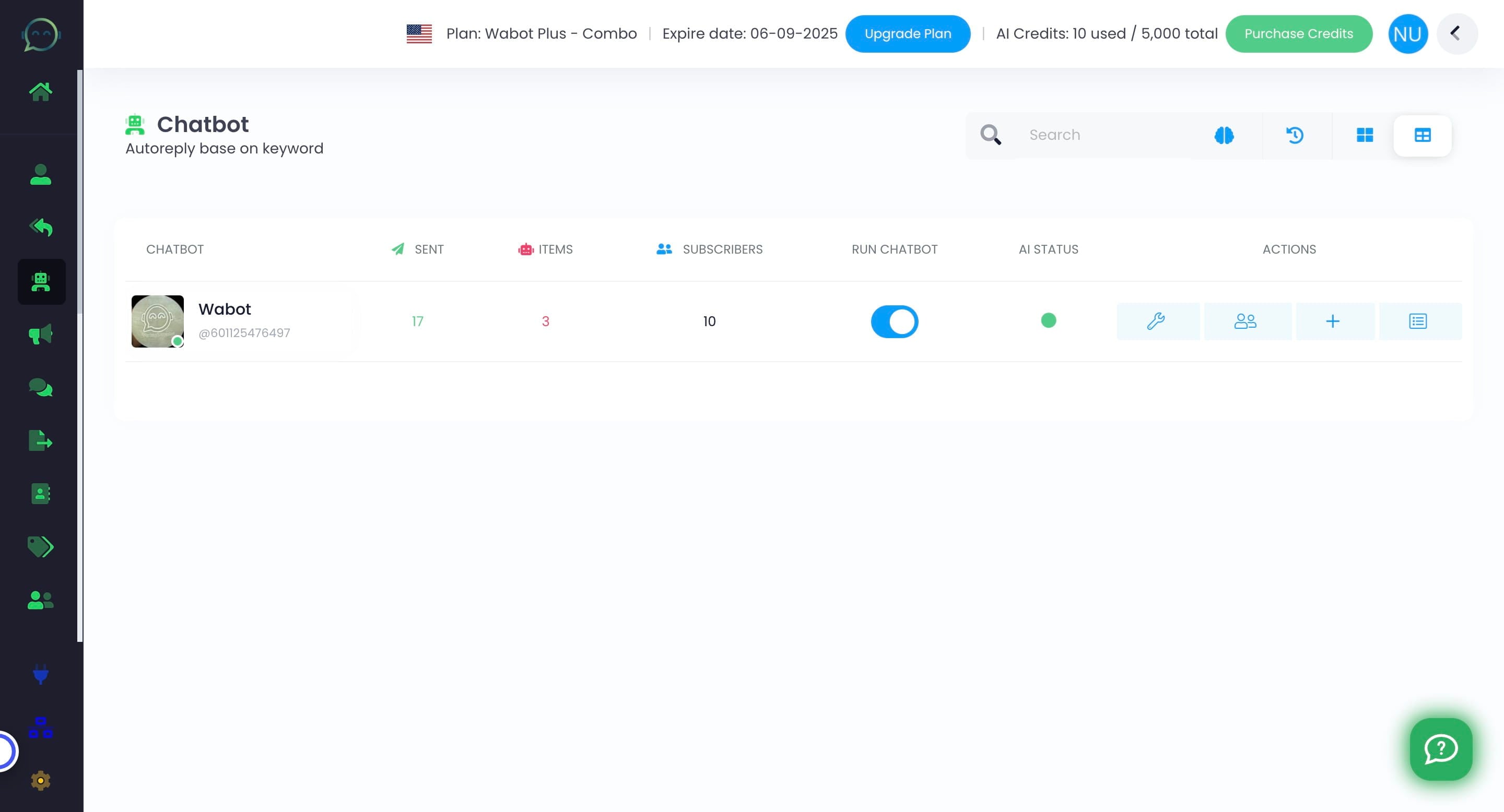 It ;s already green. Chatbot AI is now active 🚀