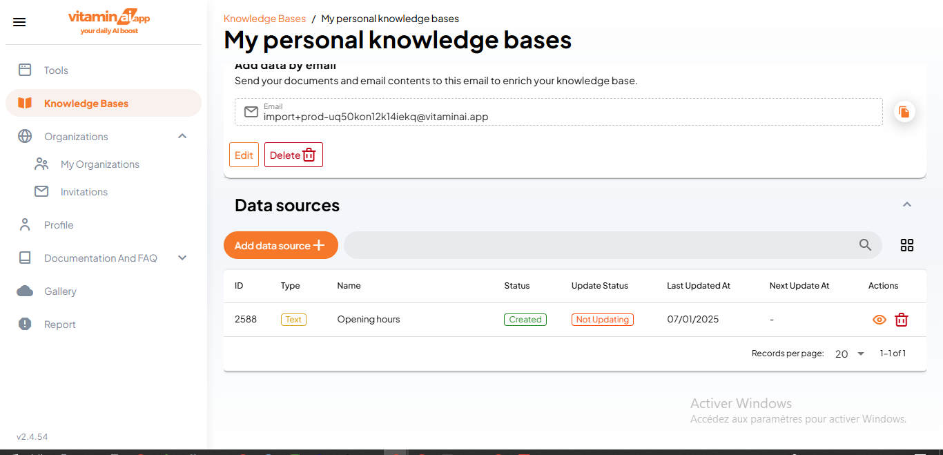 To add another data source, click on "Add data source" one more time