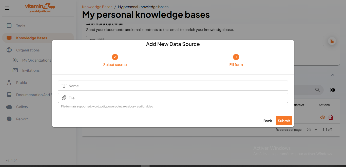 Same as with text data sources, fill in the different fields, choose your files and hit submit.