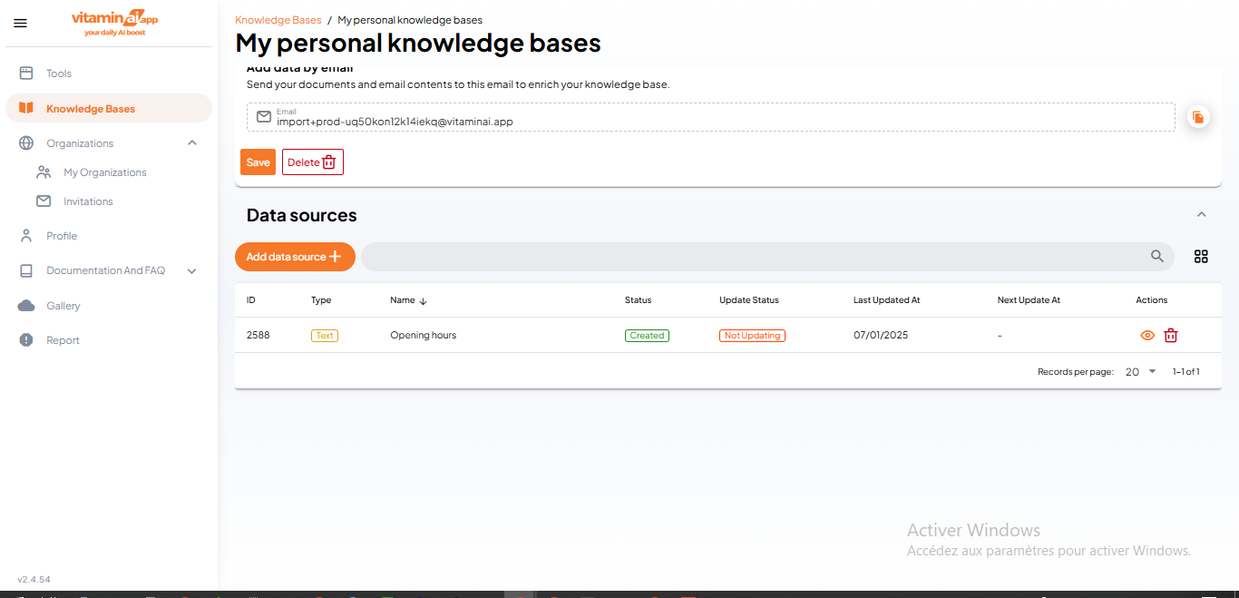 Click here to delete a data source