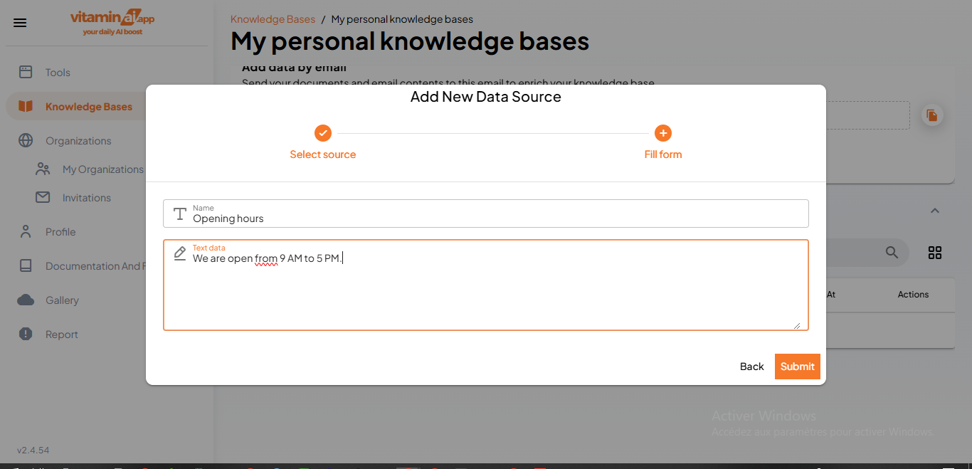 Fill in the name,and you can give instructions directly to your chatbot by giving him instructions and/or informations