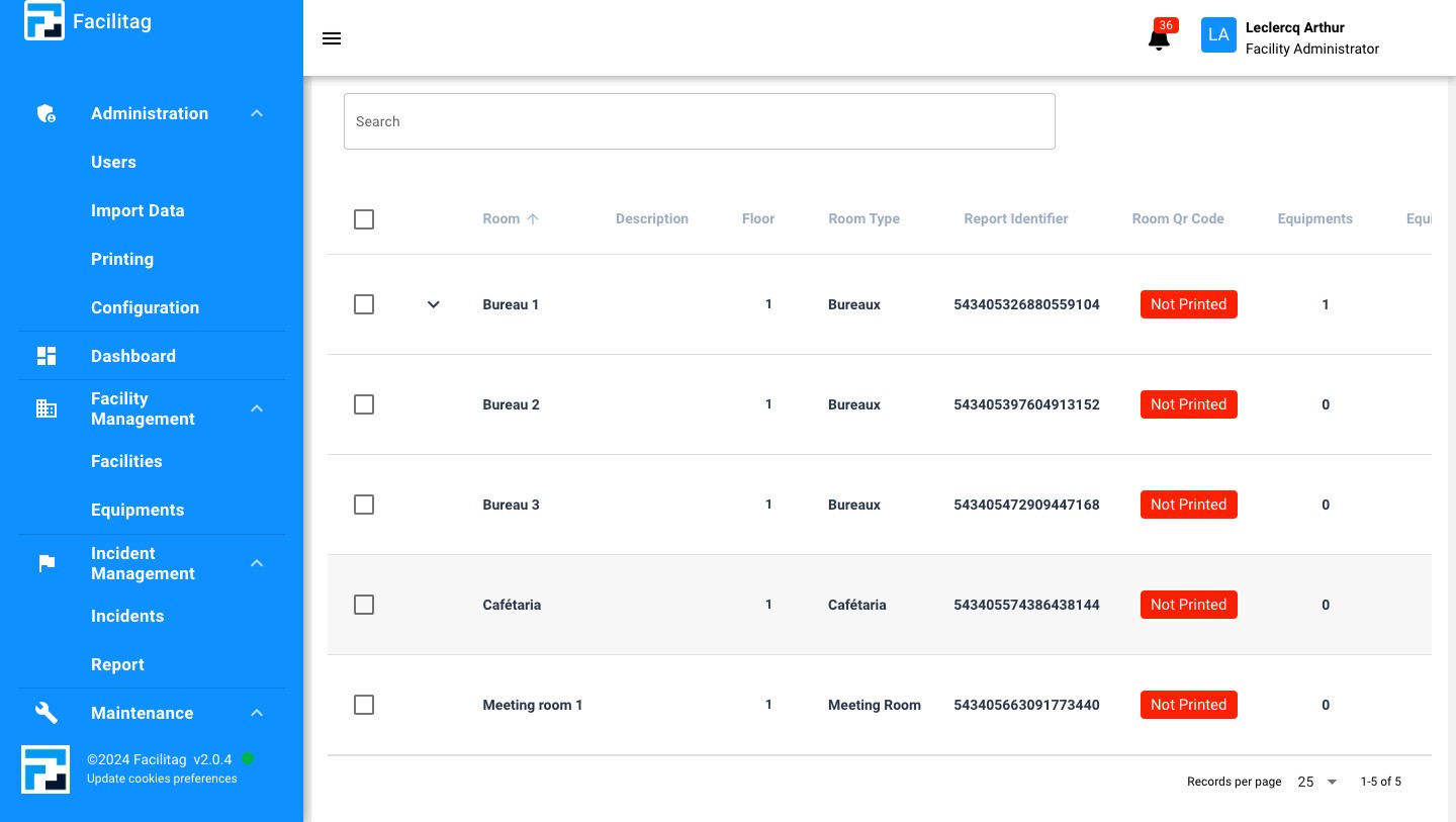 Find the right Room, Copy the Report Identifier