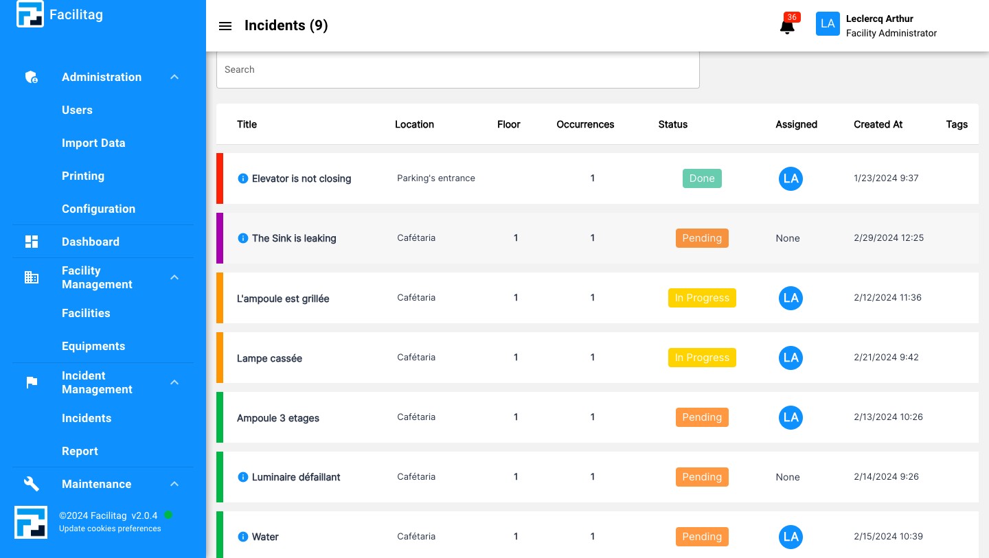 Click on the Incident to view additional information