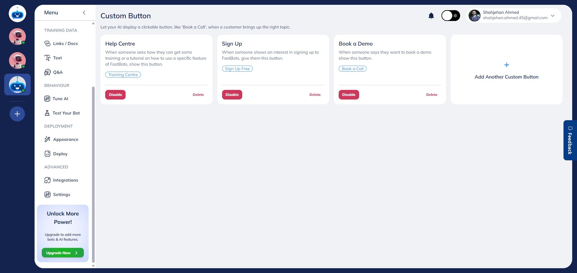 Done 🚀 Your custom button has been successfully created and is now available in your chatbot.
