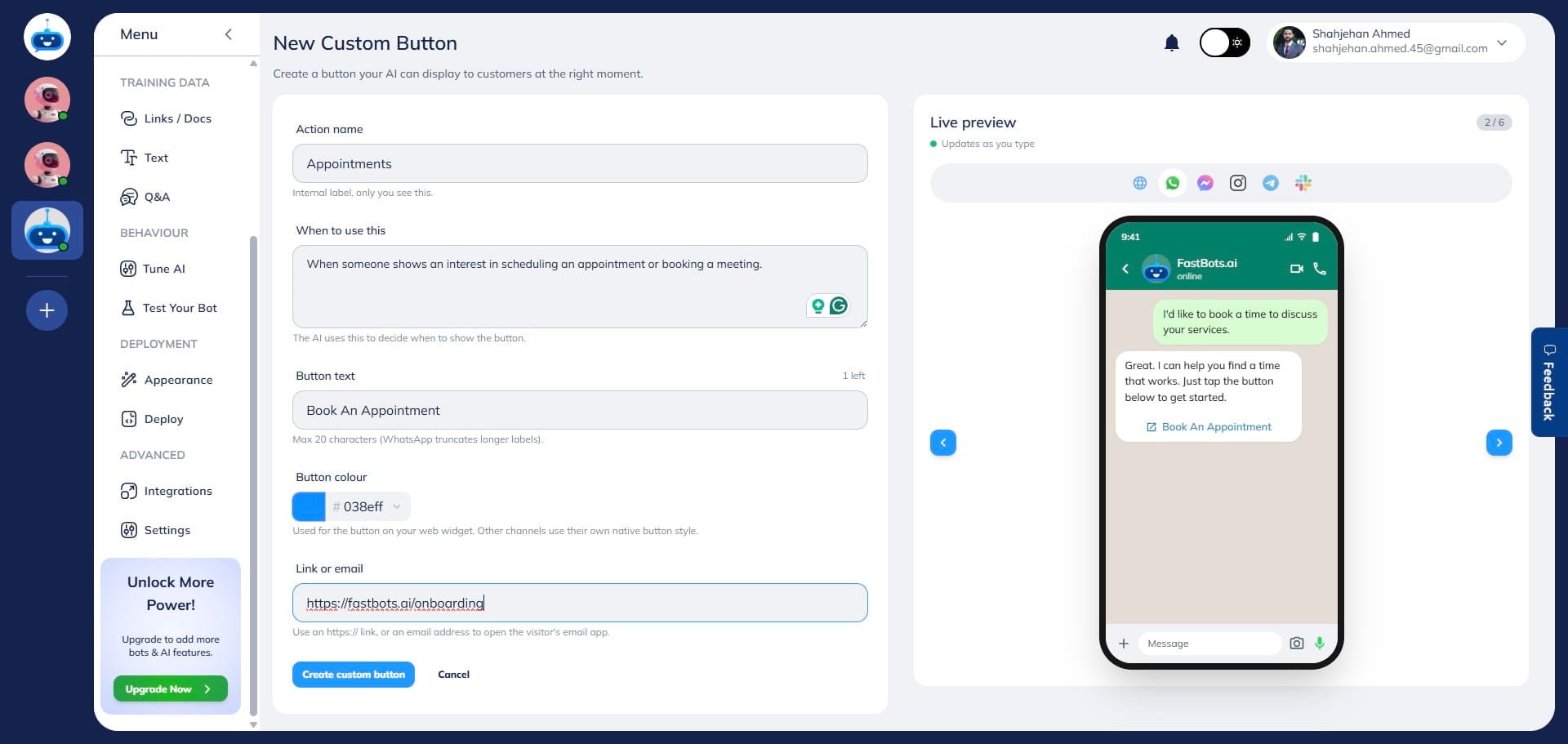 Enter the destination link or email address where users should be redirected. This can be an HTTPS URL, a mailto link, or a standard email address (for example: [hello@acme.com](mailto:hello@acme.com)).