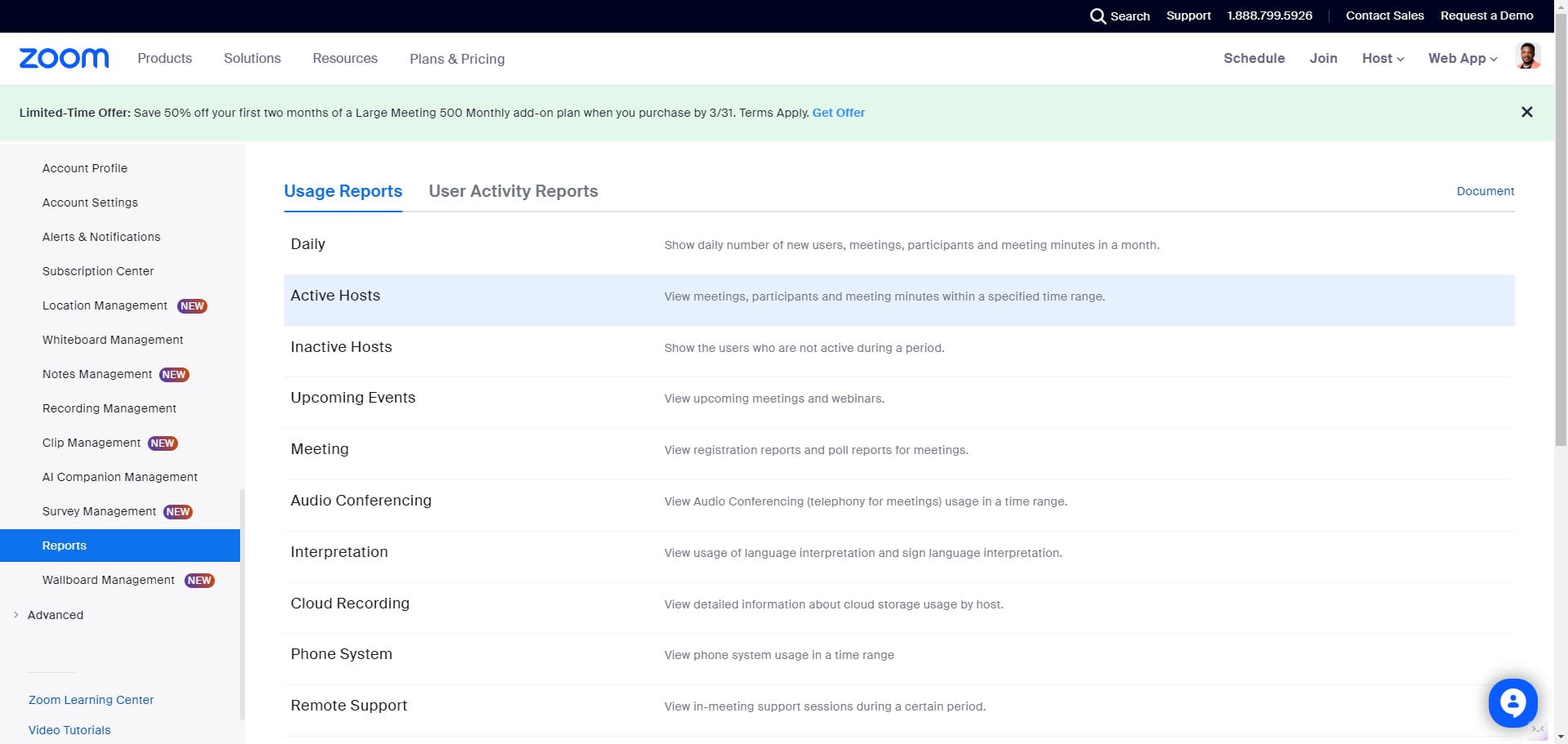Click on "Active Hosts"