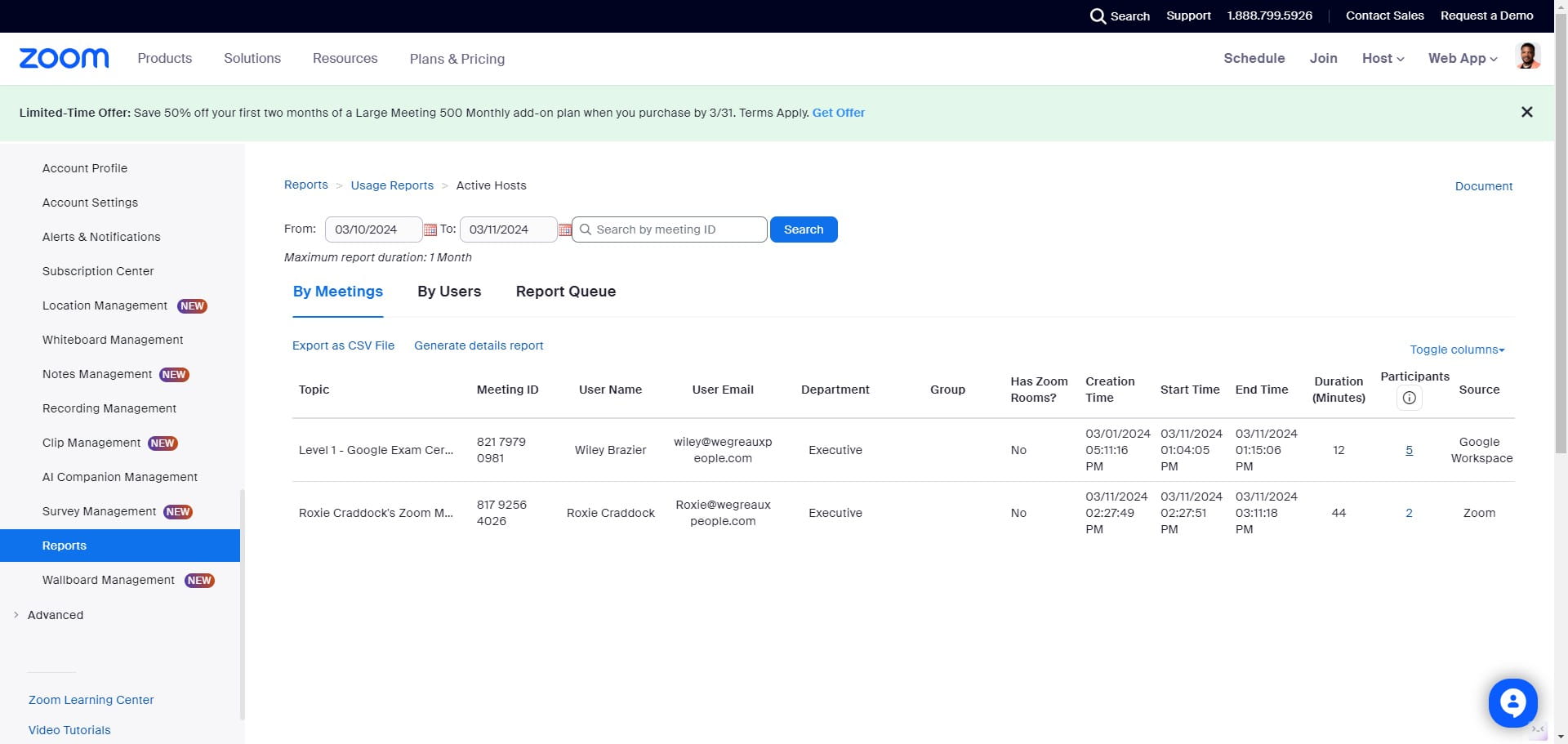 Click on "Particpants"