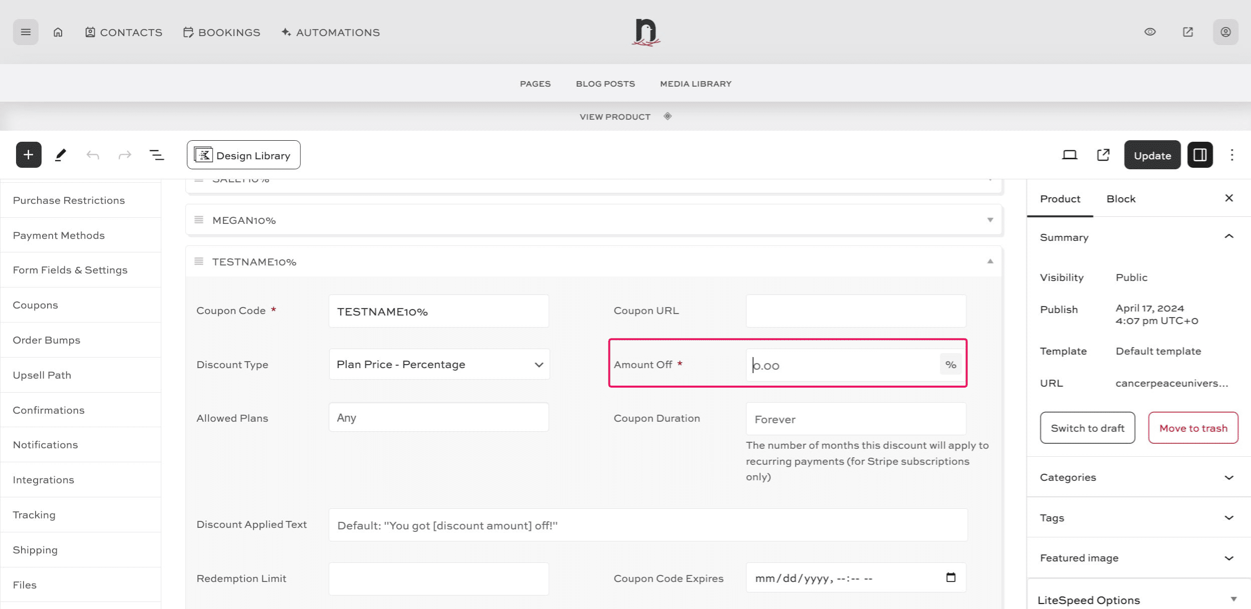 Enter the discount amount