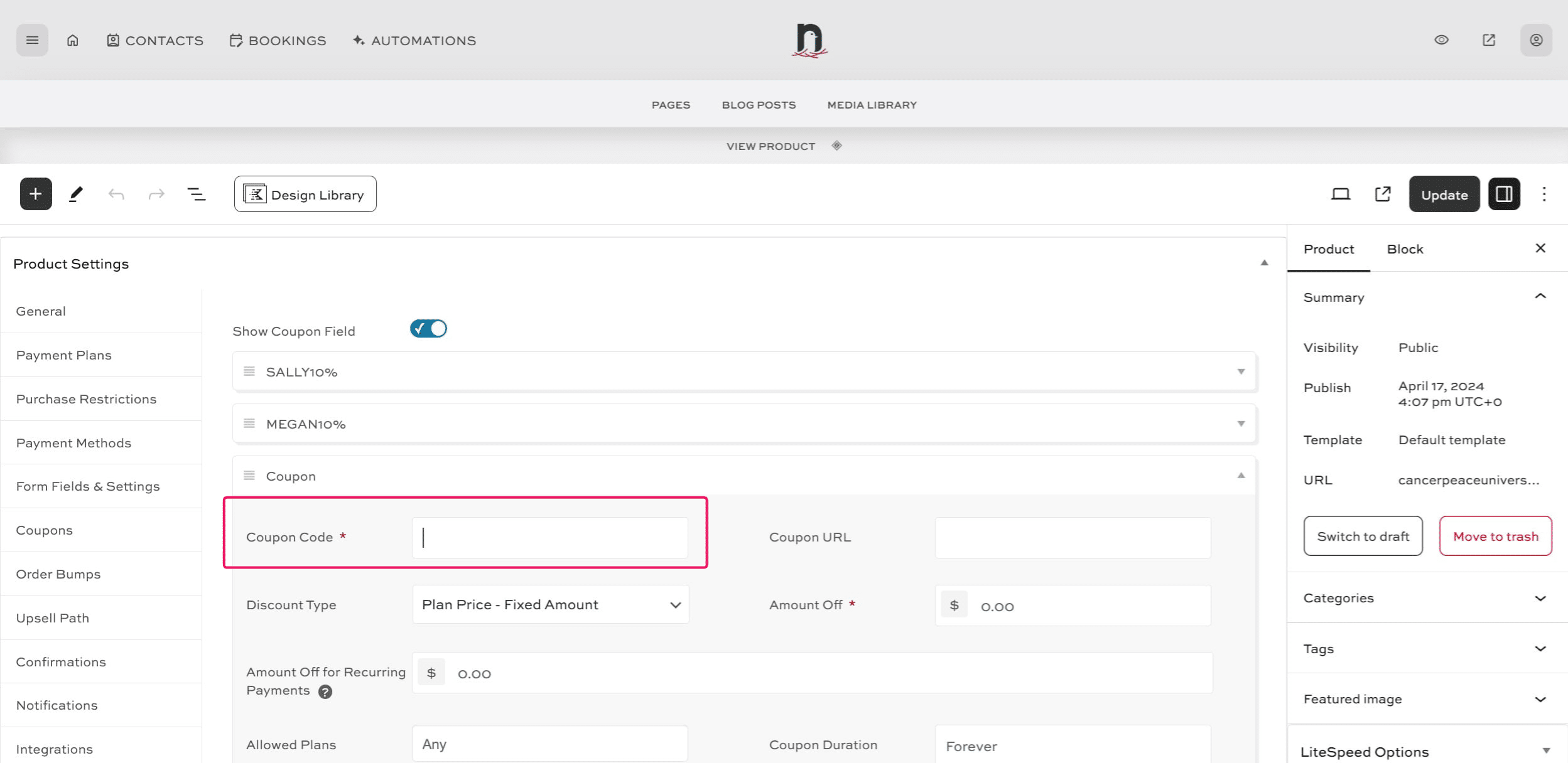 Enter the code. (It can be whatever you want, but can not be the same as another affiliate's code).