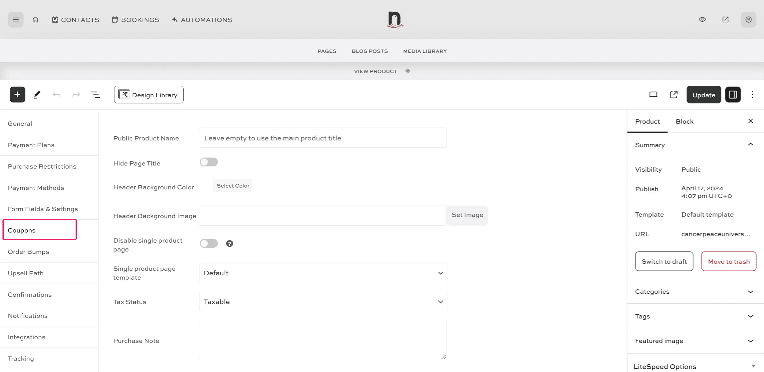 Scroll down the page and click on "Coupons"