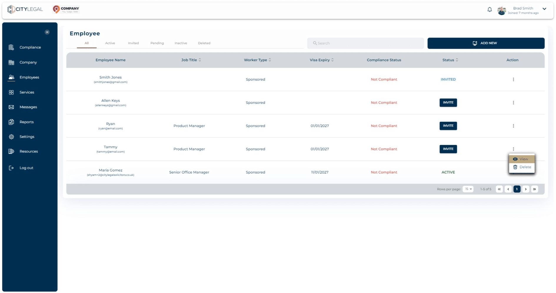 Click three dots next to the emploee you want to put on the recruitment campaign and click 'View' from the options.
