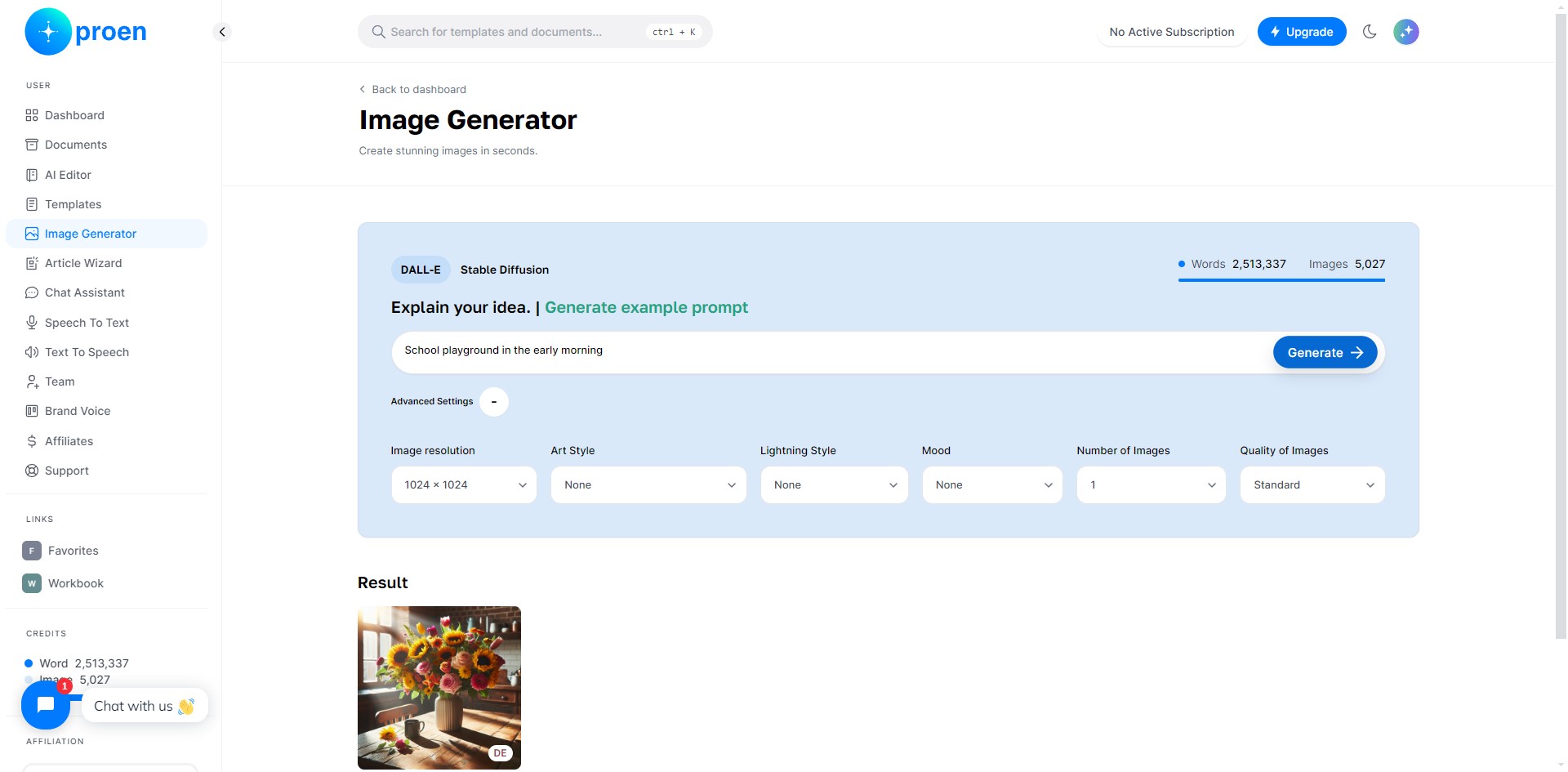 Click on "Generate"