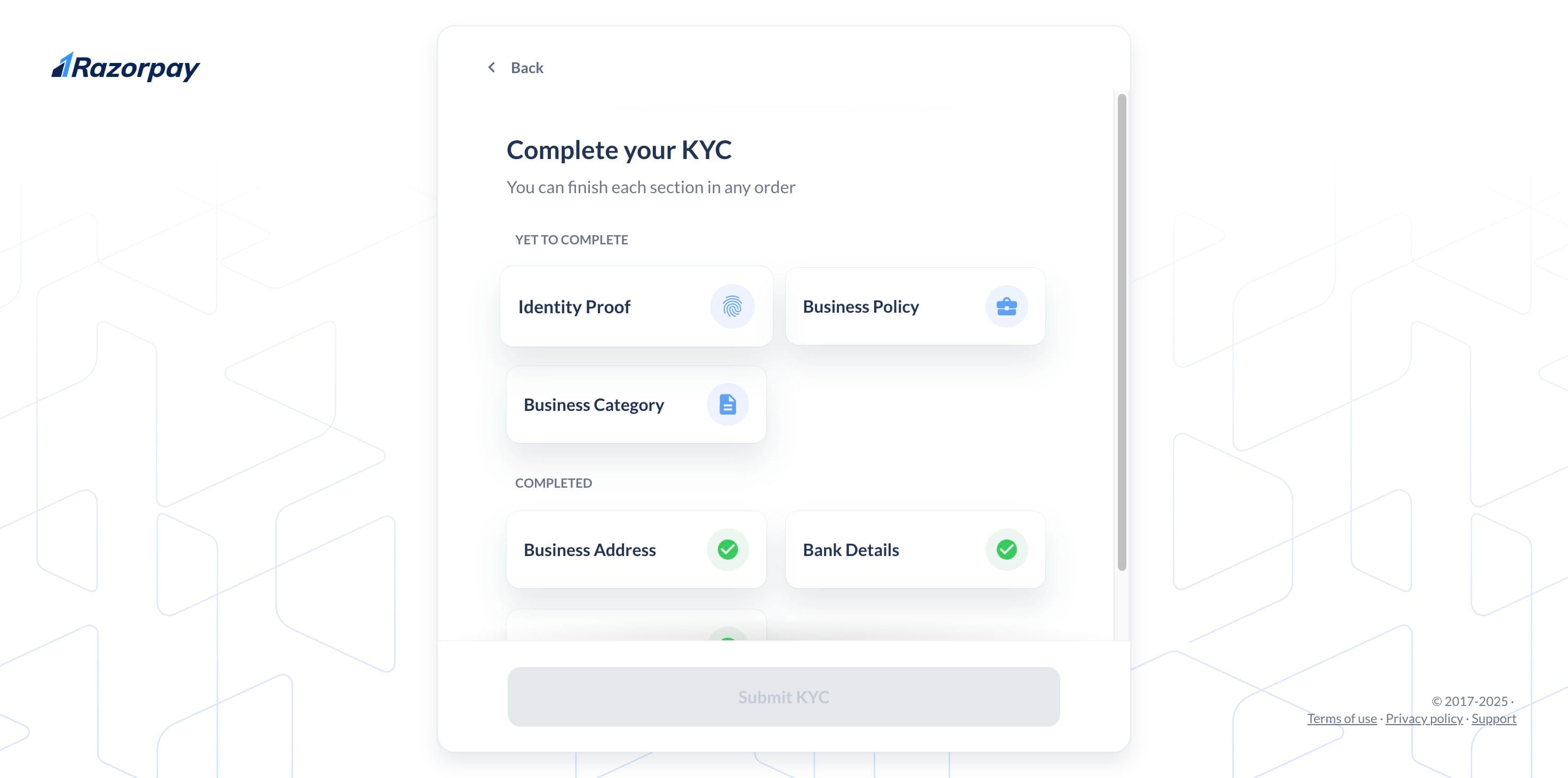 To begin identity verification, select the "**ID Proof Section**" option.