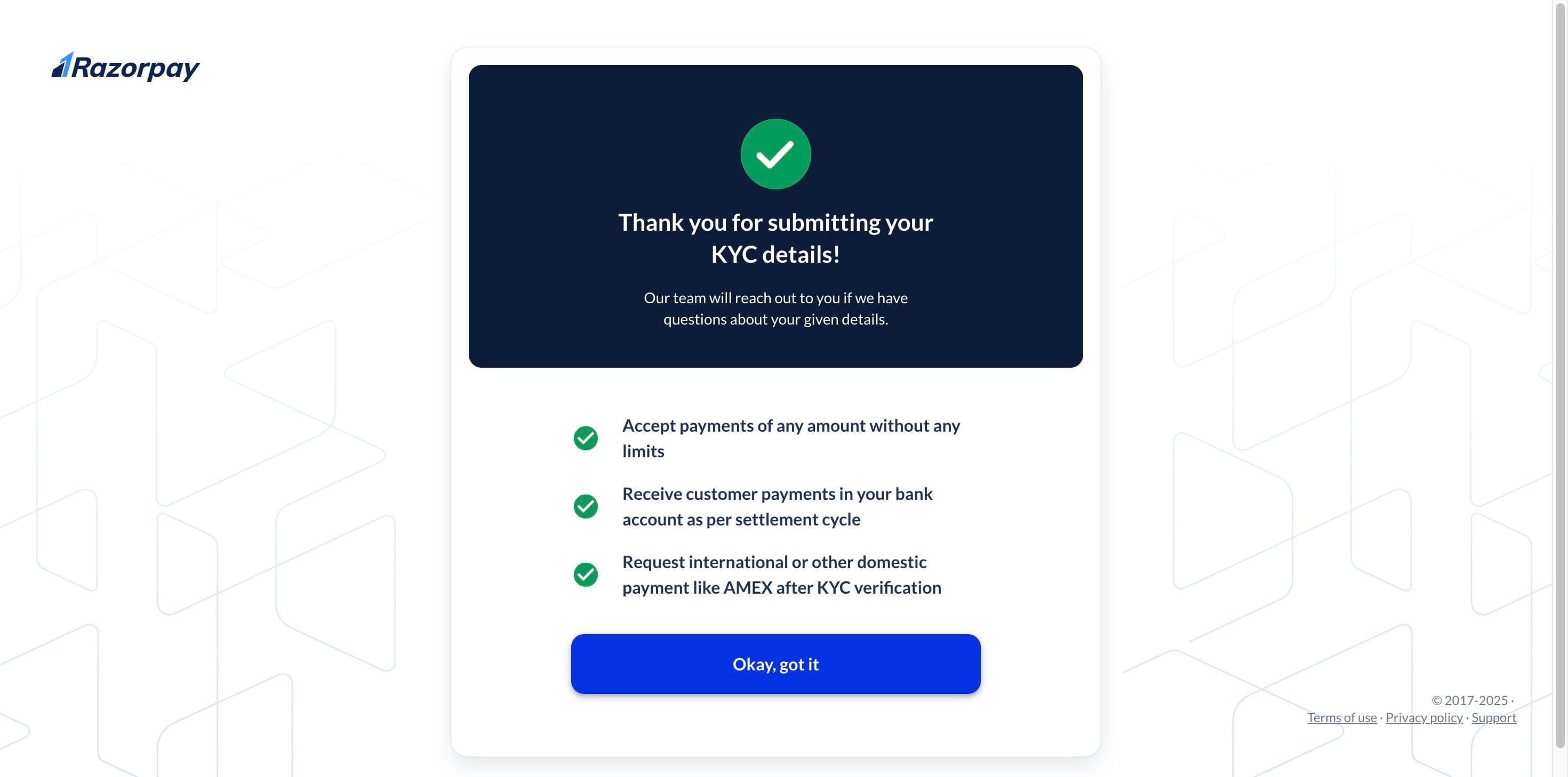 Click on "Okay, got it"