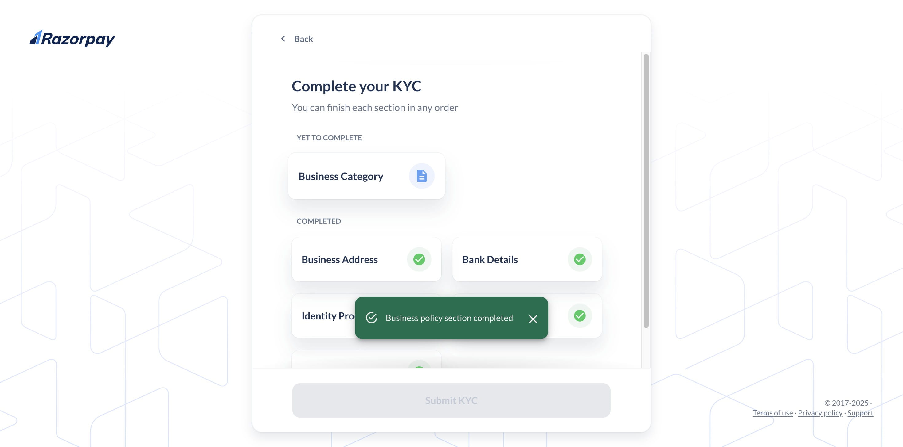Click on "Business Category"