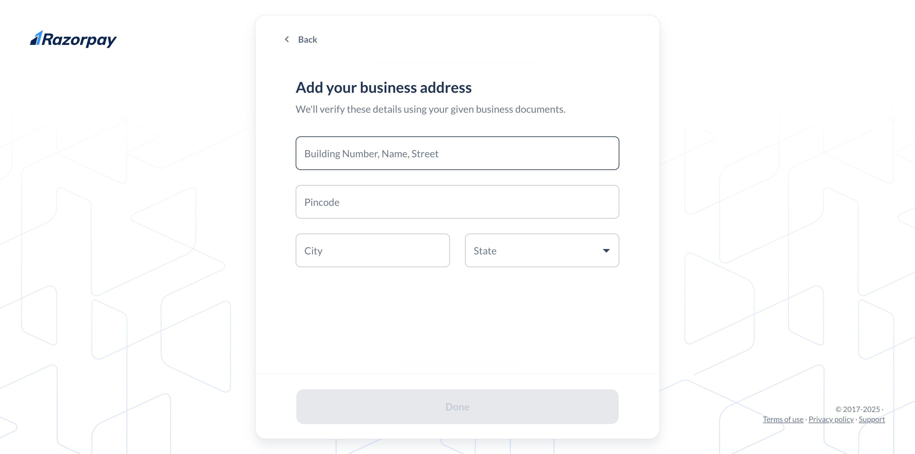 Add your business address & click on "Done"