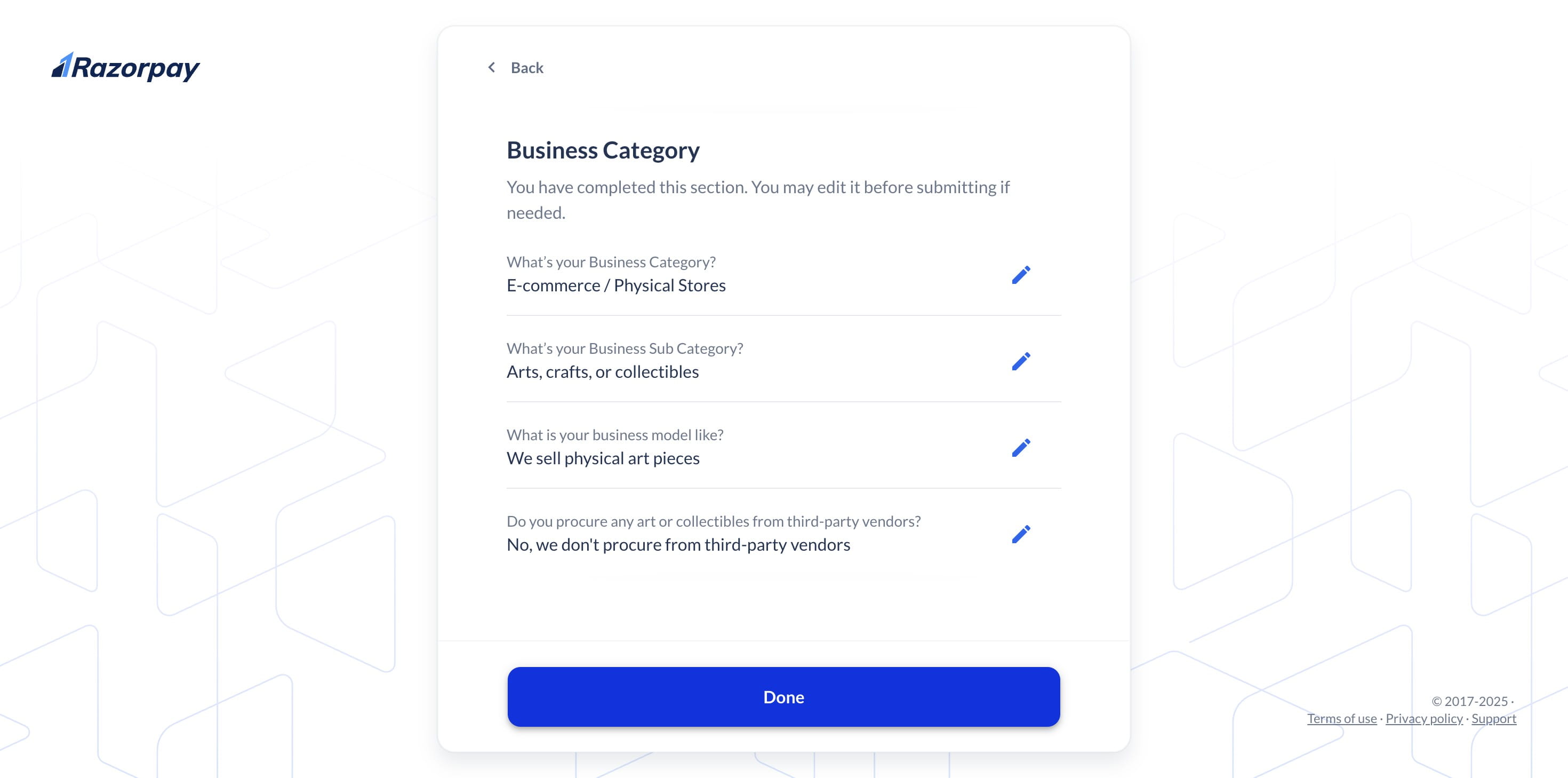 Click "Done" after entering all the required information.