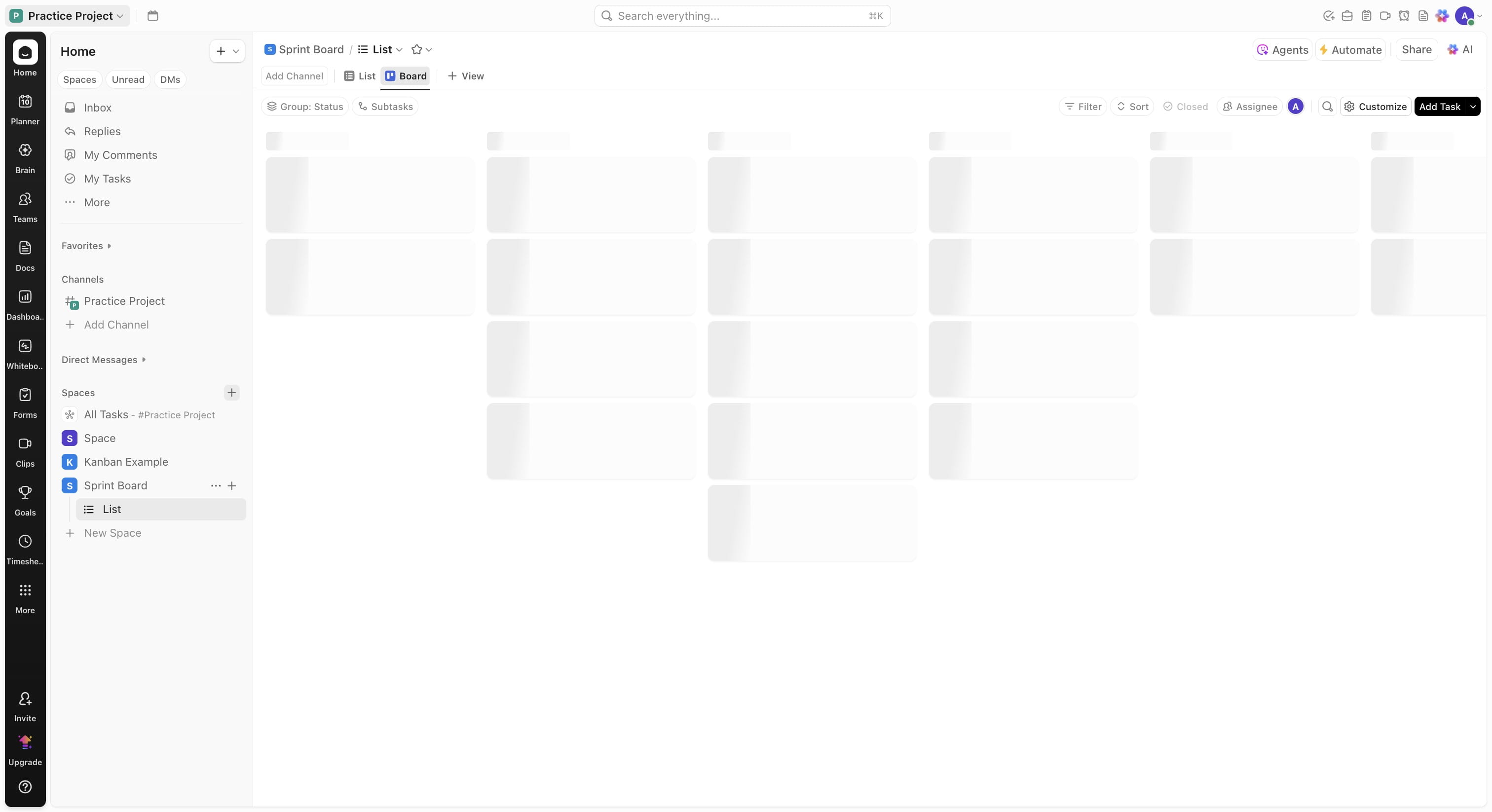 Click on "Board" to see the similar view created previously.