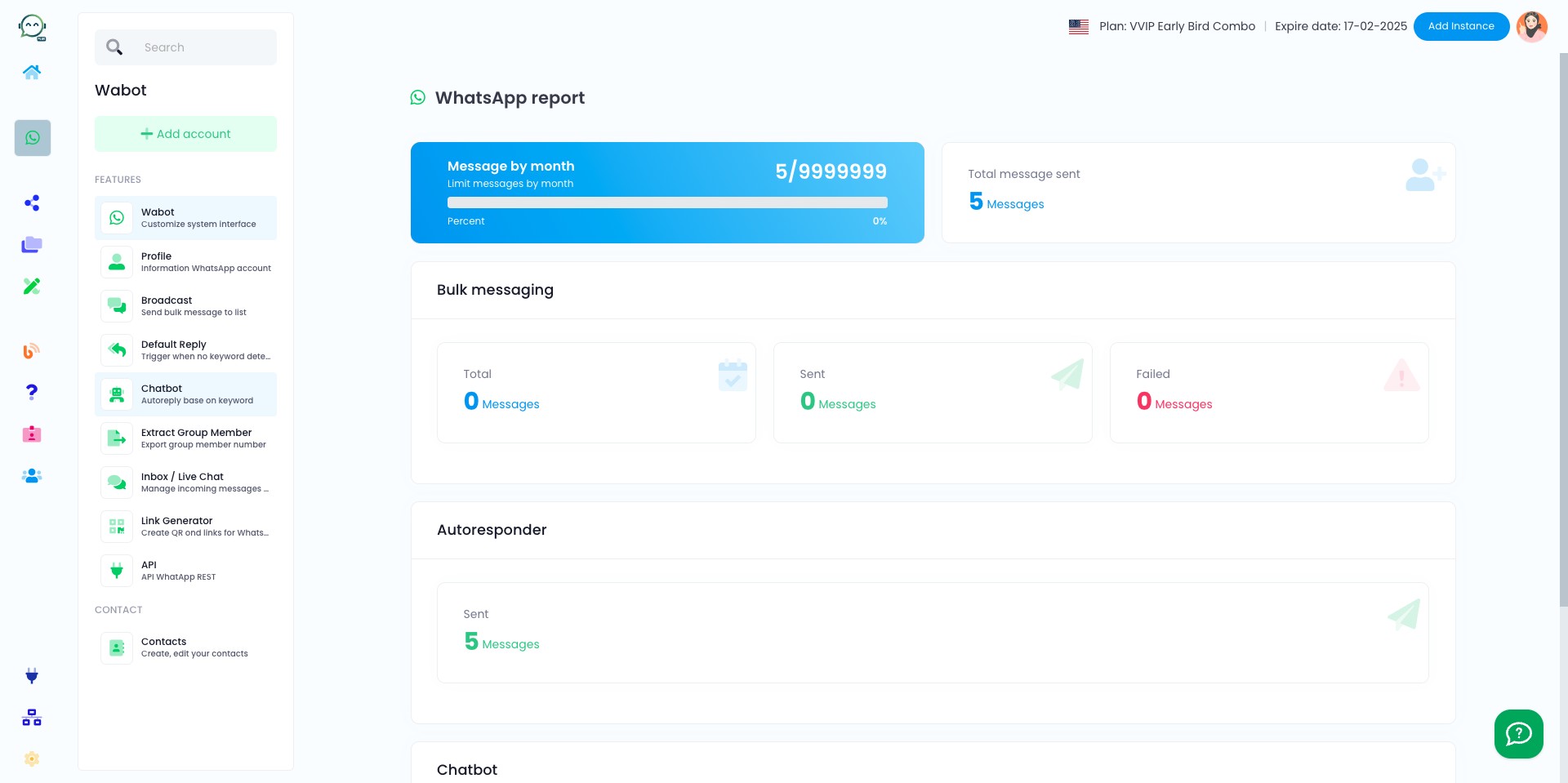 To start creating chatbot, click "Chatbot" 