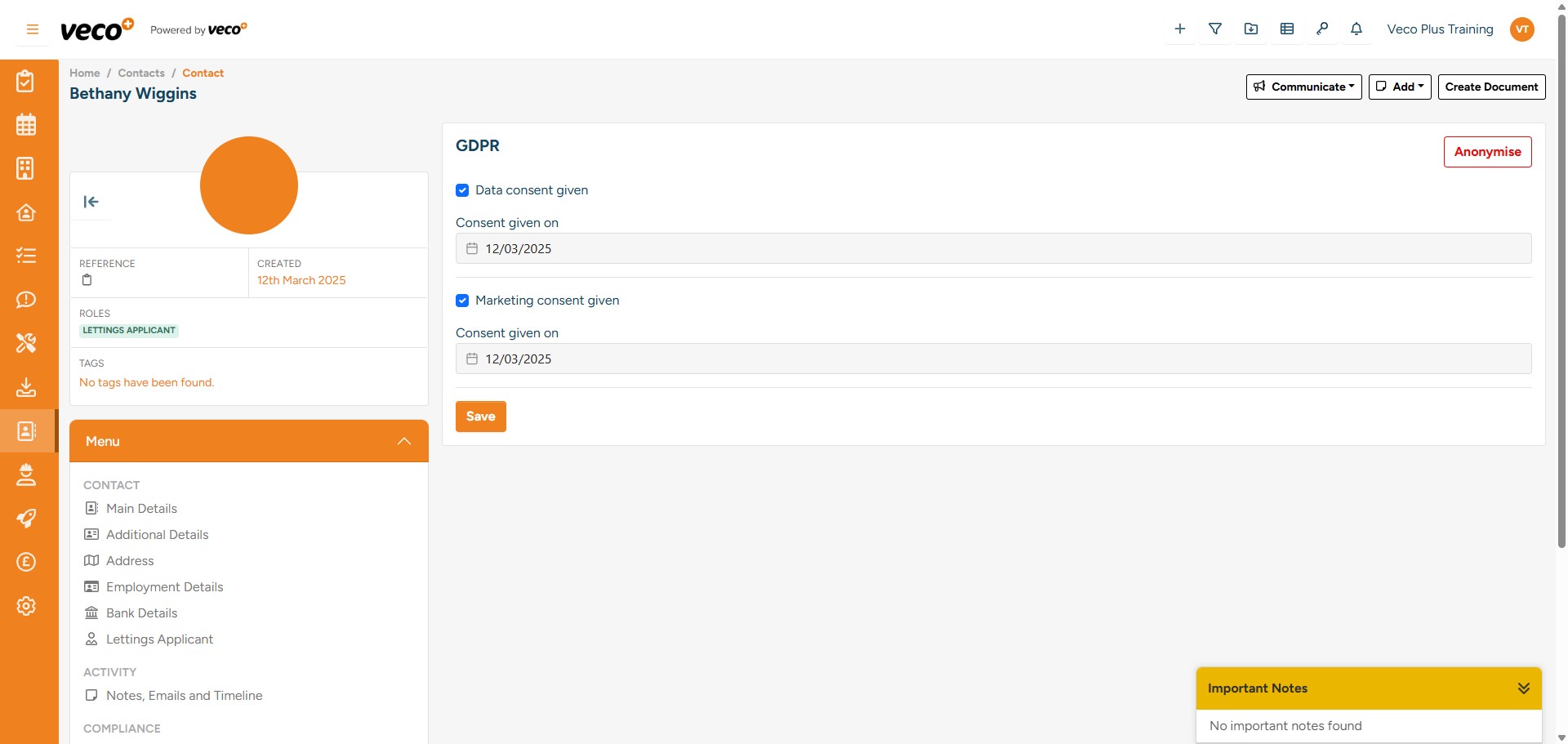 Here you can change 'Data consent given' and 'Marketing consent given'