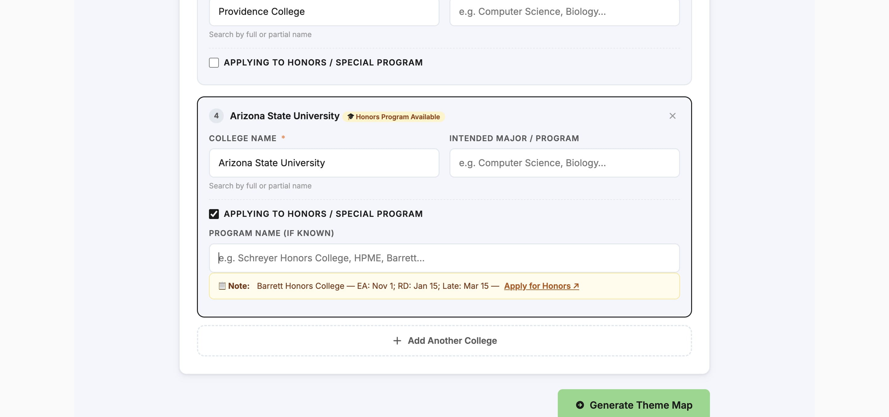Type in the applicable program name(s)