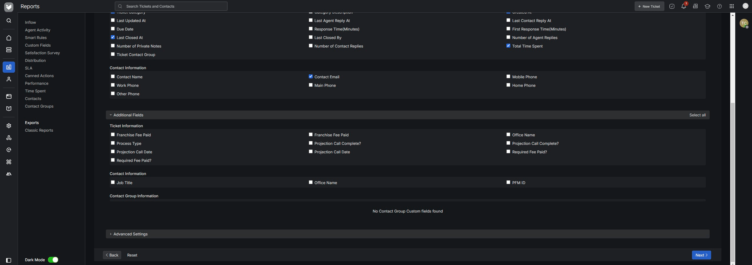 Scroll down and click next - - all necessary fields are already checked