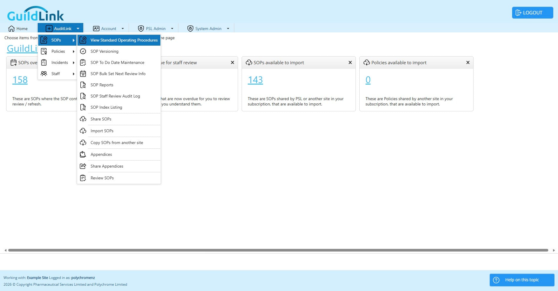 Click on "View Standard Operating Procedures"