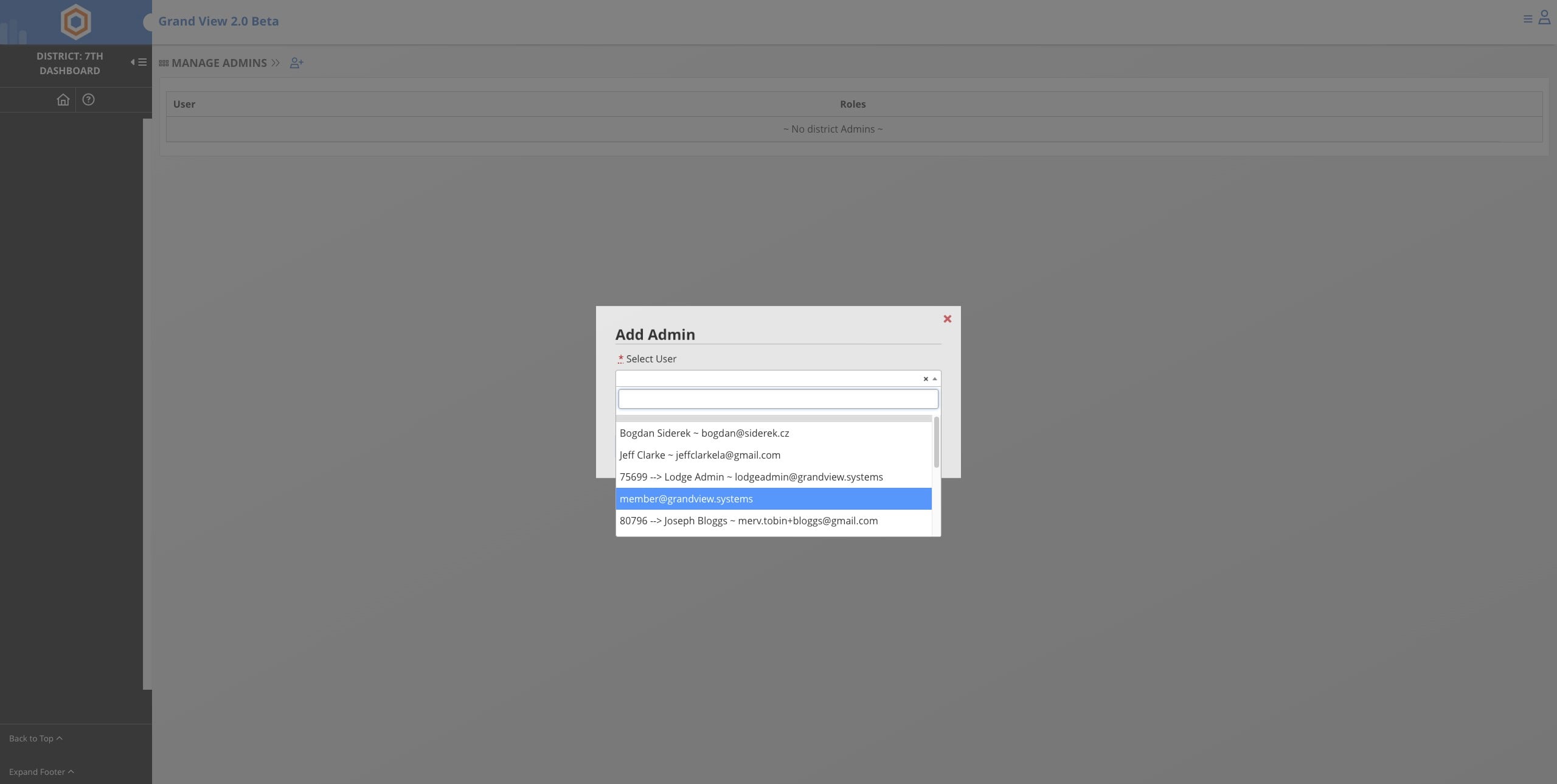 Select the member's name from the dropdown