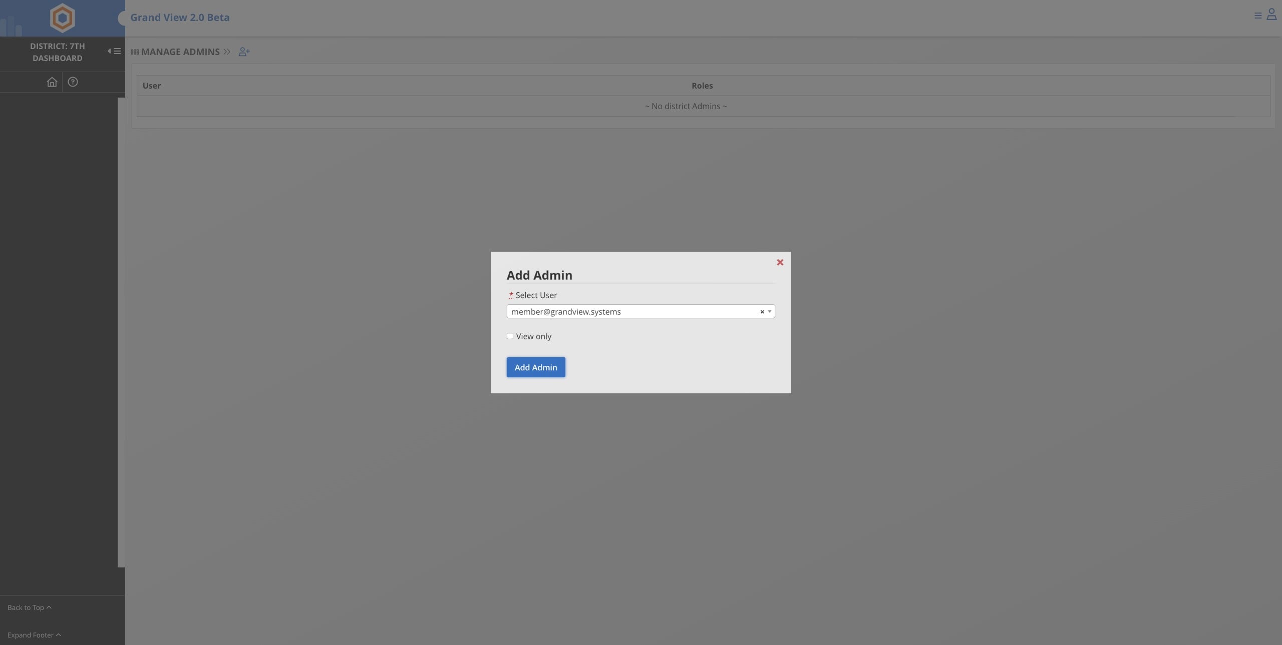 Click Add Admin