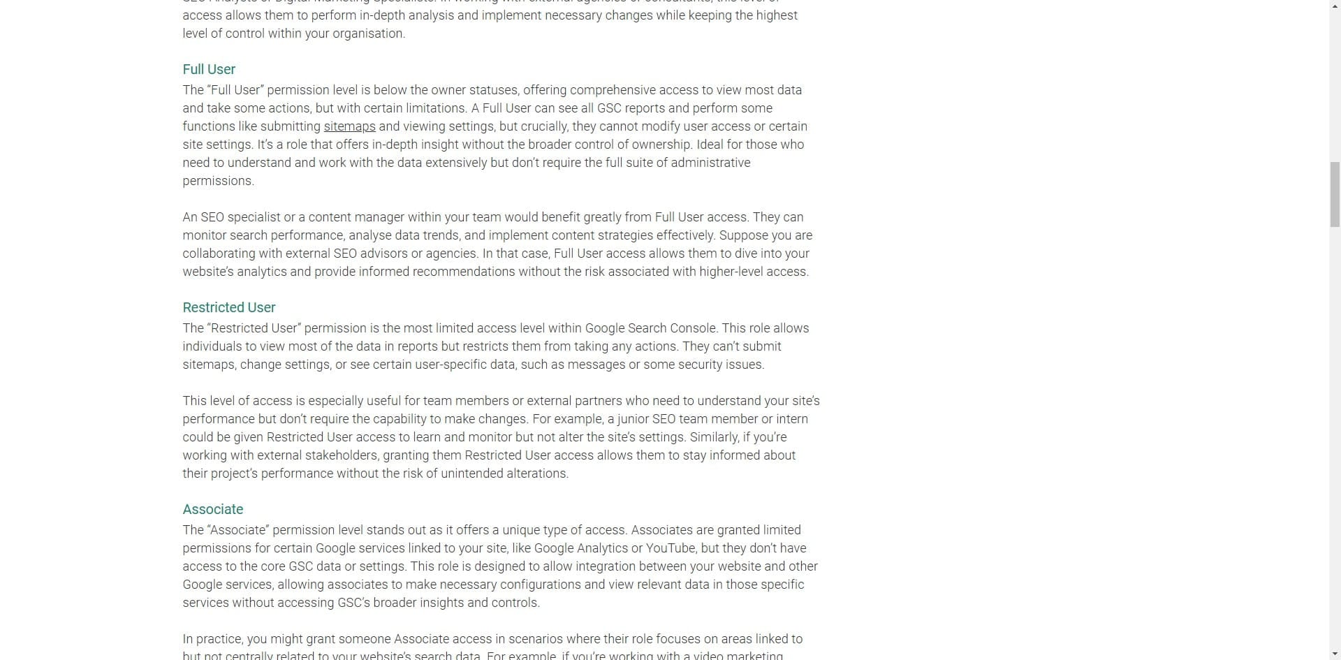 Możesz przeczytać o poziomach uprawnień na wielu stronach - tu masz informacje o różnicach między Pełne (Full User) a Ograniczone (Restricted User)