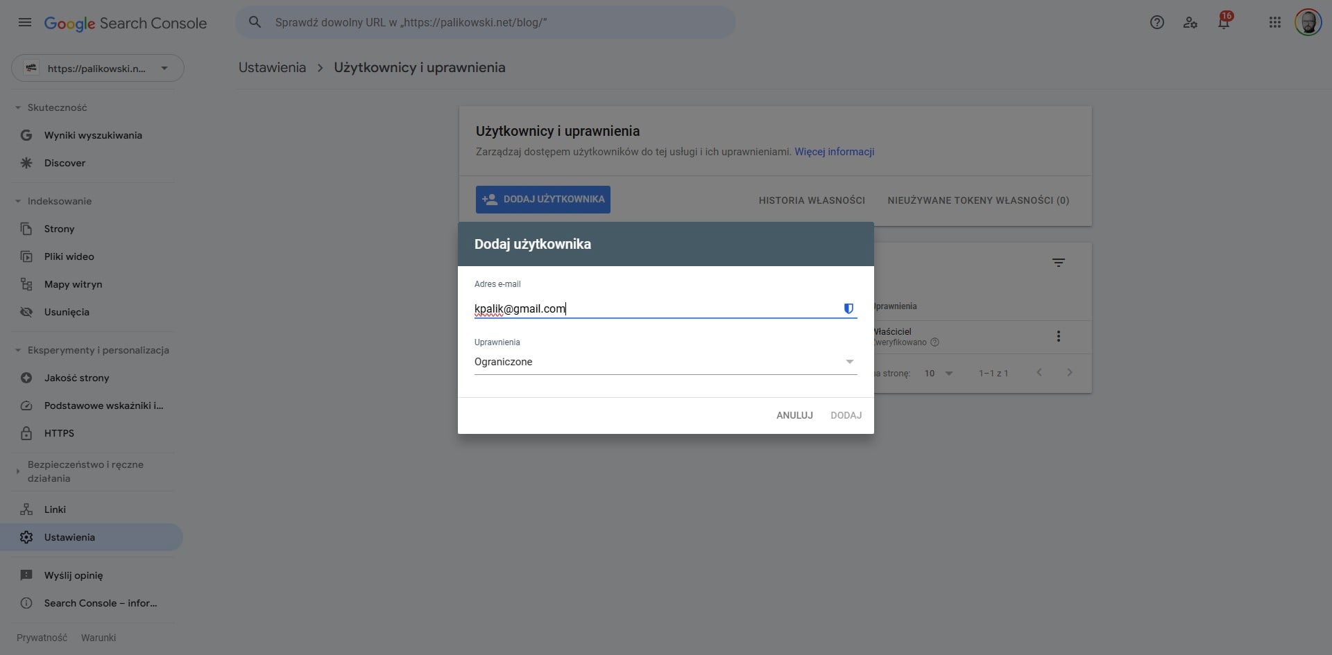 Wprowadź mail konsultanta (powinien być powiązany z kontem Google) a następnie kliknij w "Dodaj". Gotowe!